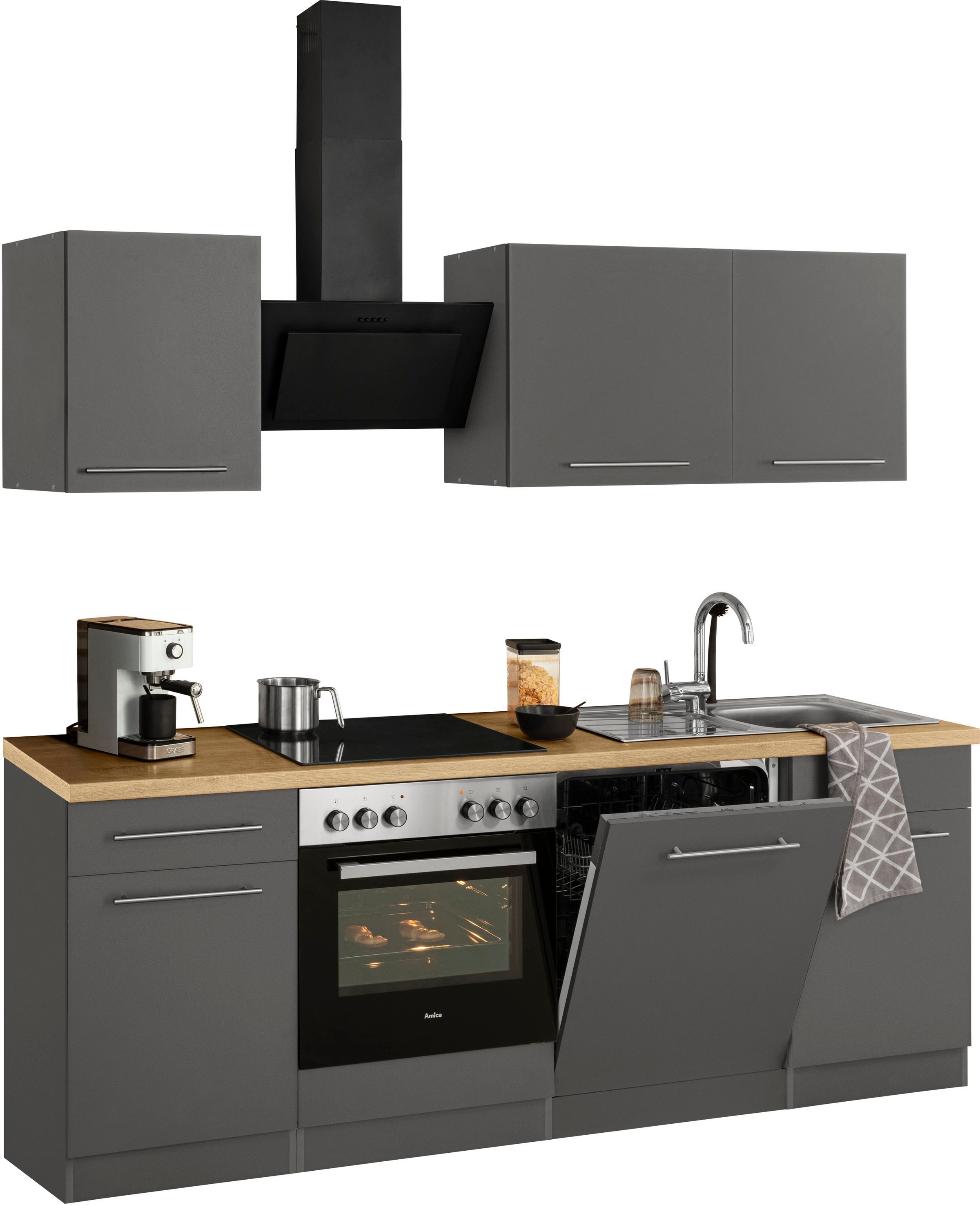 wiho Küchen Küchenzeile »Unna« mit E-Geräten, Breite 220 cm