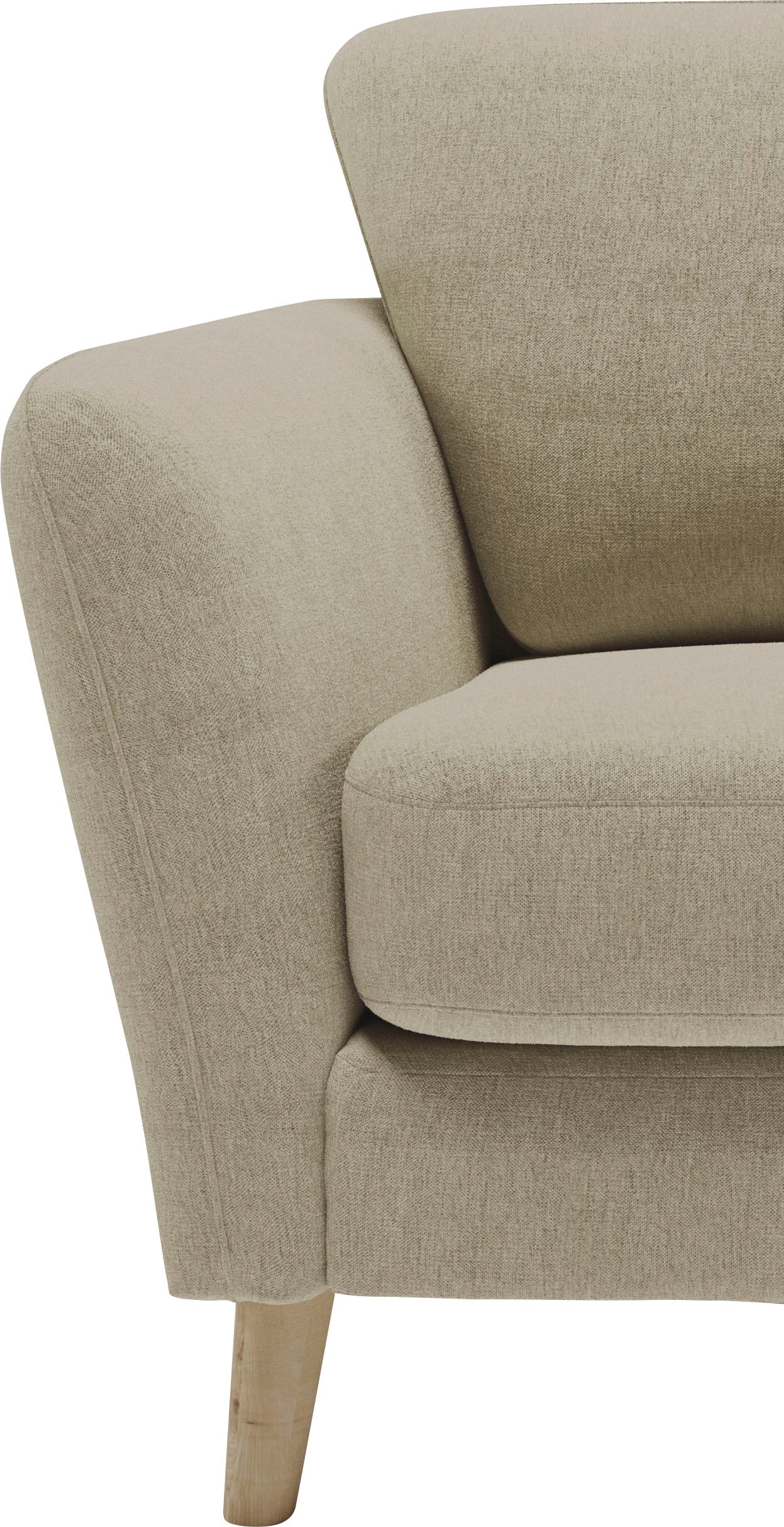 Home affaire Ecksofa »MARSEILLE (279/152cm),L-Form, Rec. rechts/links, verschiedene Bezüge«, Massivholzbeine Eiche, Landhausstil, Wellenunterfederung