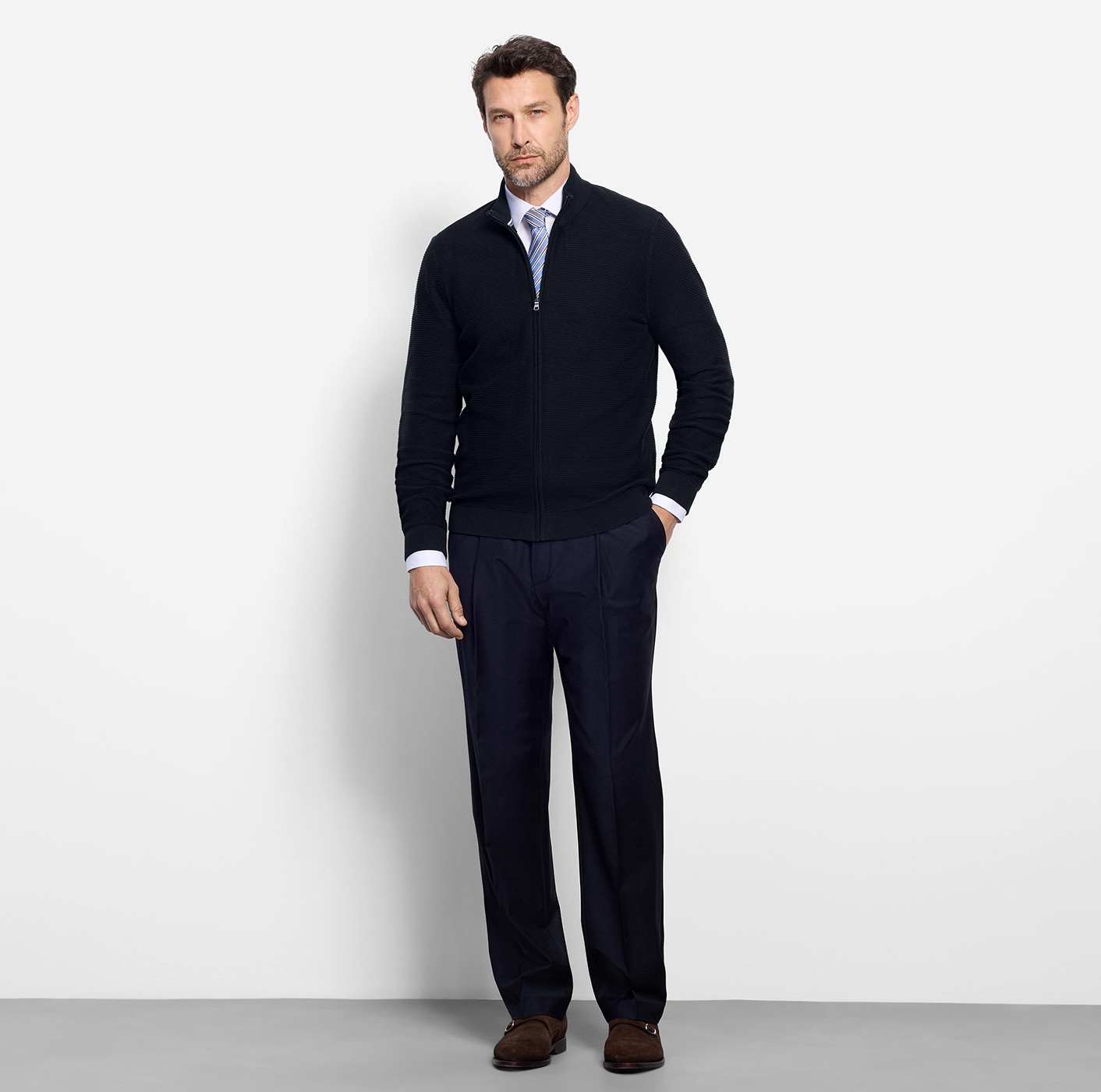 OLYMP Strickjacke Stehkragen, regular fit