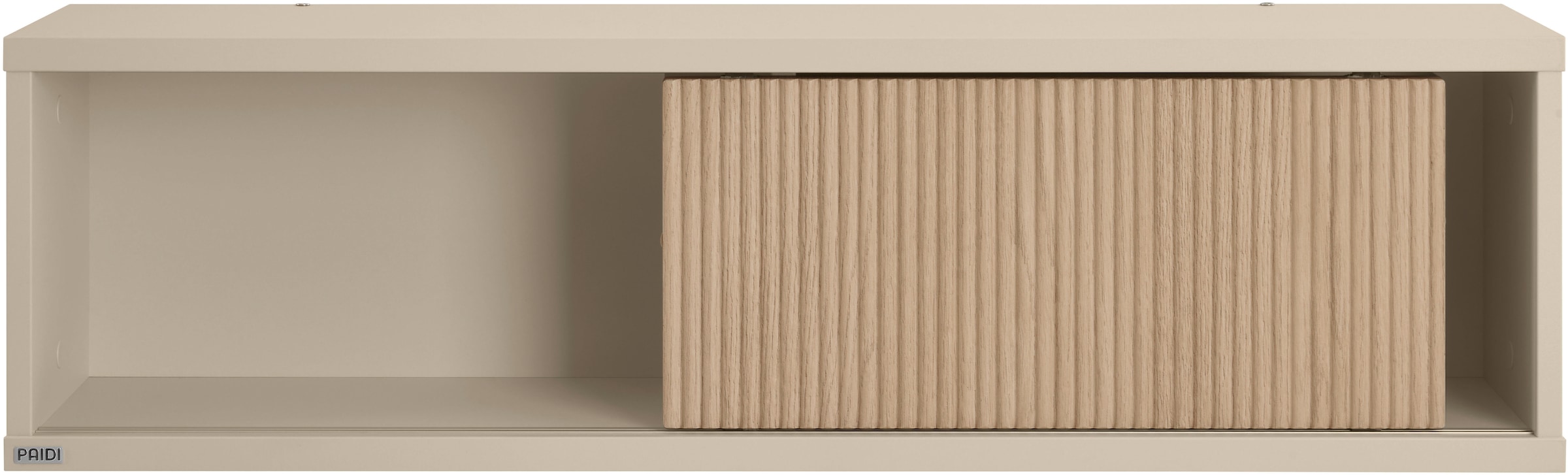 PAIDI Wandregal »JONTE in Beige mit Schiebetür & 2 Fächern« B/H/T ca. 94/27/20cm, Cashmere-Beige/Light Oak,  Hängeregal, 20 Kg Tragkraft, Wandboard