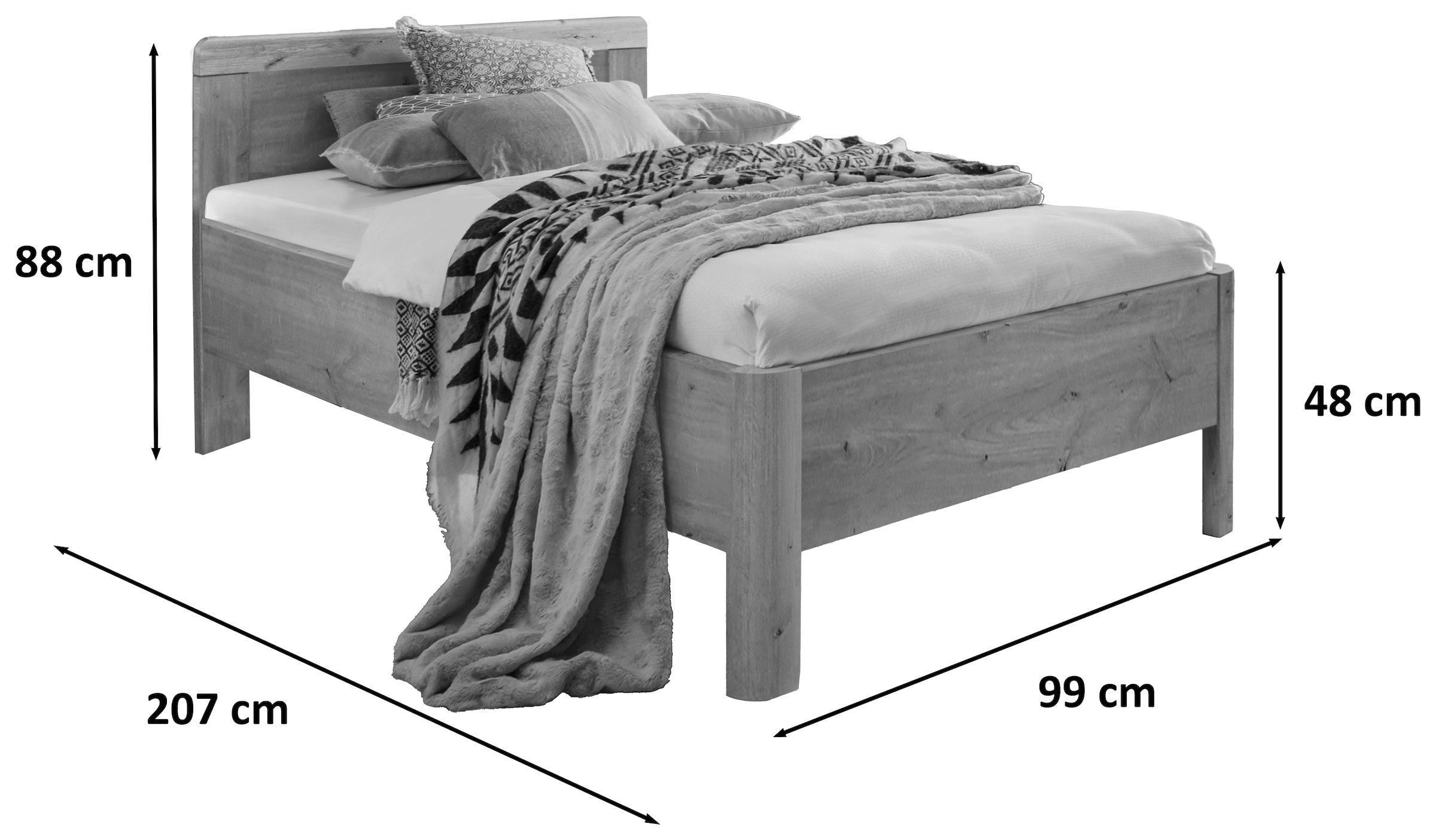 WIEMANN Holzbett »Bern, Bettgestell, Bettrahmen, für Schlafzimmer« 4-fache Liegehöhenverstellung, MADE IN GERMANY,  verschiedene Größen und Farben, in Komforthöhe