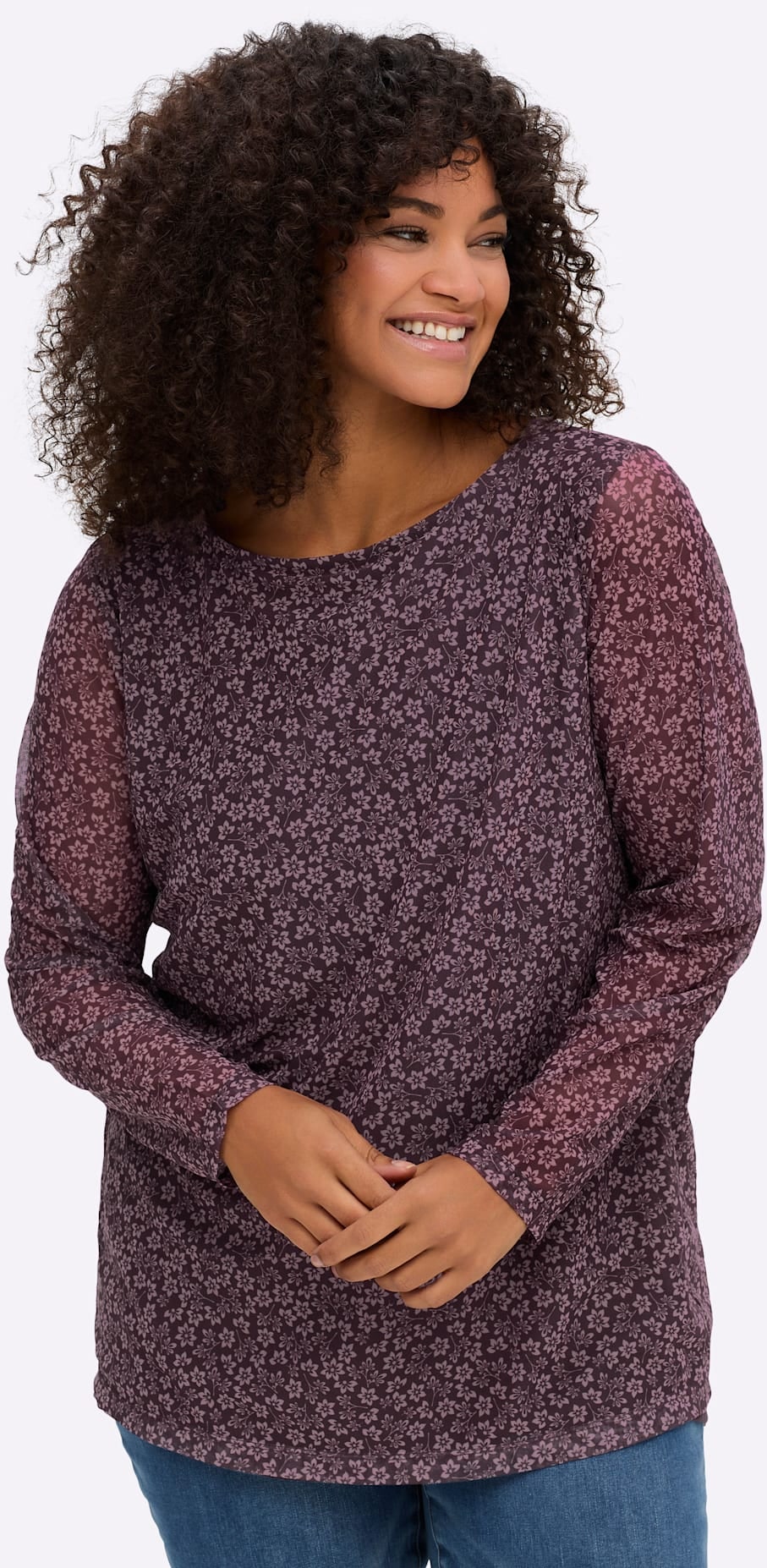 Sheego Langarmshirt »Mesh-Shirt« 1 Stk.