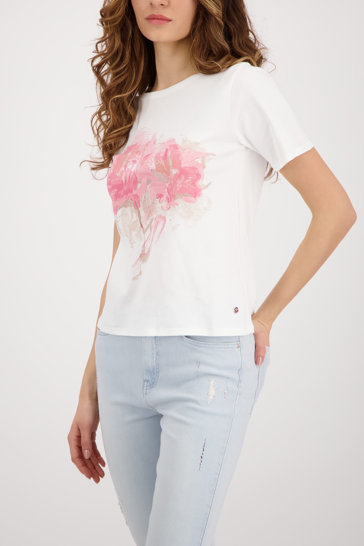 Monari T-Shirt »Shirt verwischte Blume« Regular fit mit Blumenprint