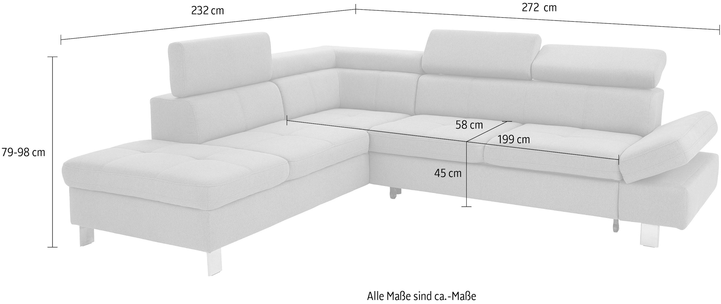 exxpo - sofa fashion Ecksofa, mit Kopf- bzw. Rückenverstellung, wahlweise  mit Bettfunktion bei OTTO