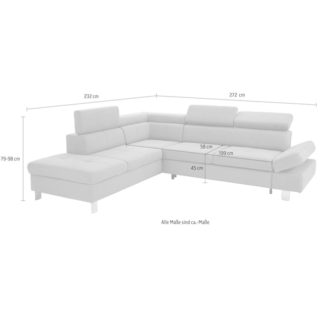exxpo - sofa fashion Ecksofa, mit Kopf- bzw. Rückenverstellung, wahlweise  mit Bettfunktion bei OTTO