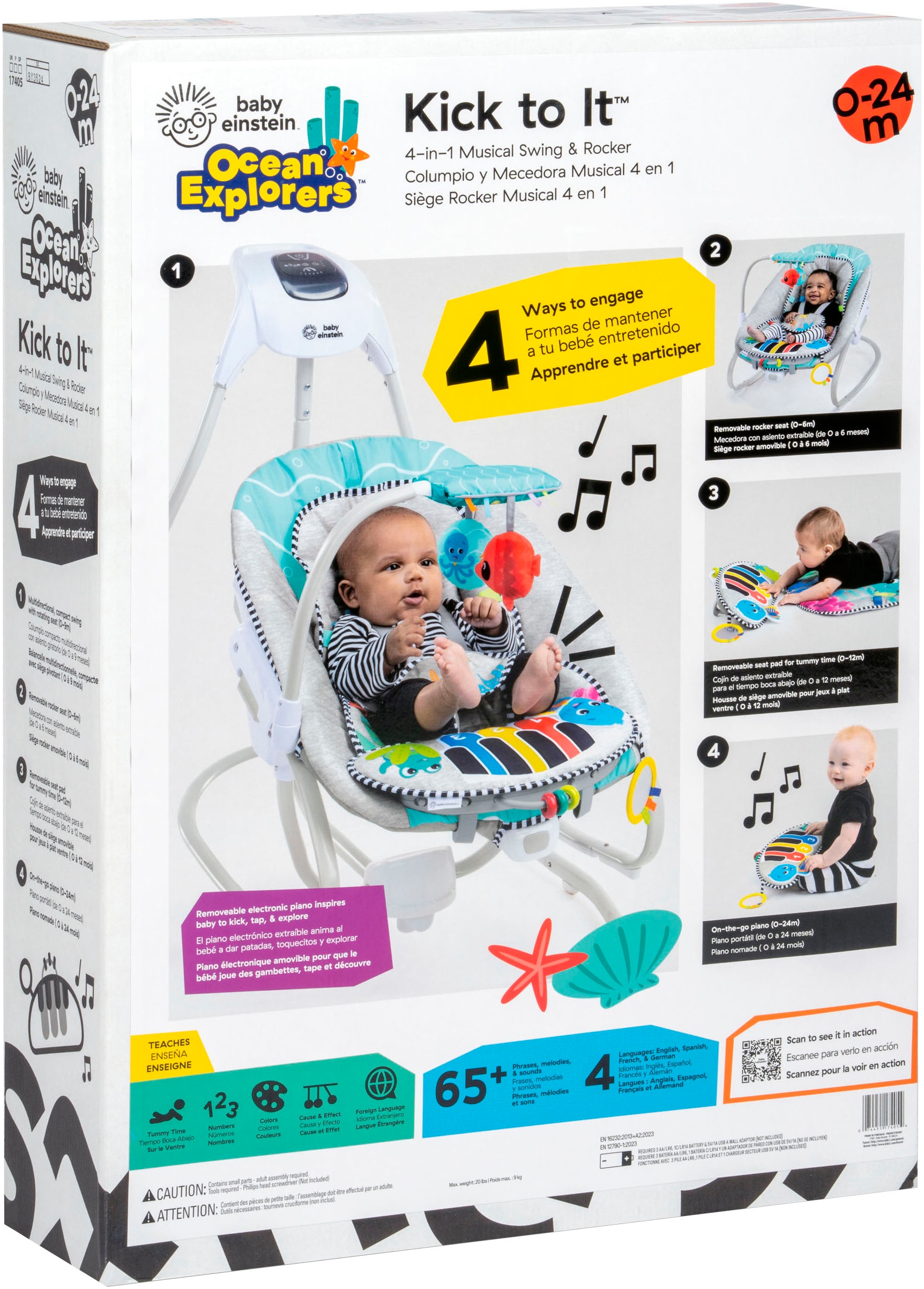 Baby Einstein Babywippe »Kick to It 4-in-1 Musical Swing & Rocker« bis 9 kg mit Sound-Effekt