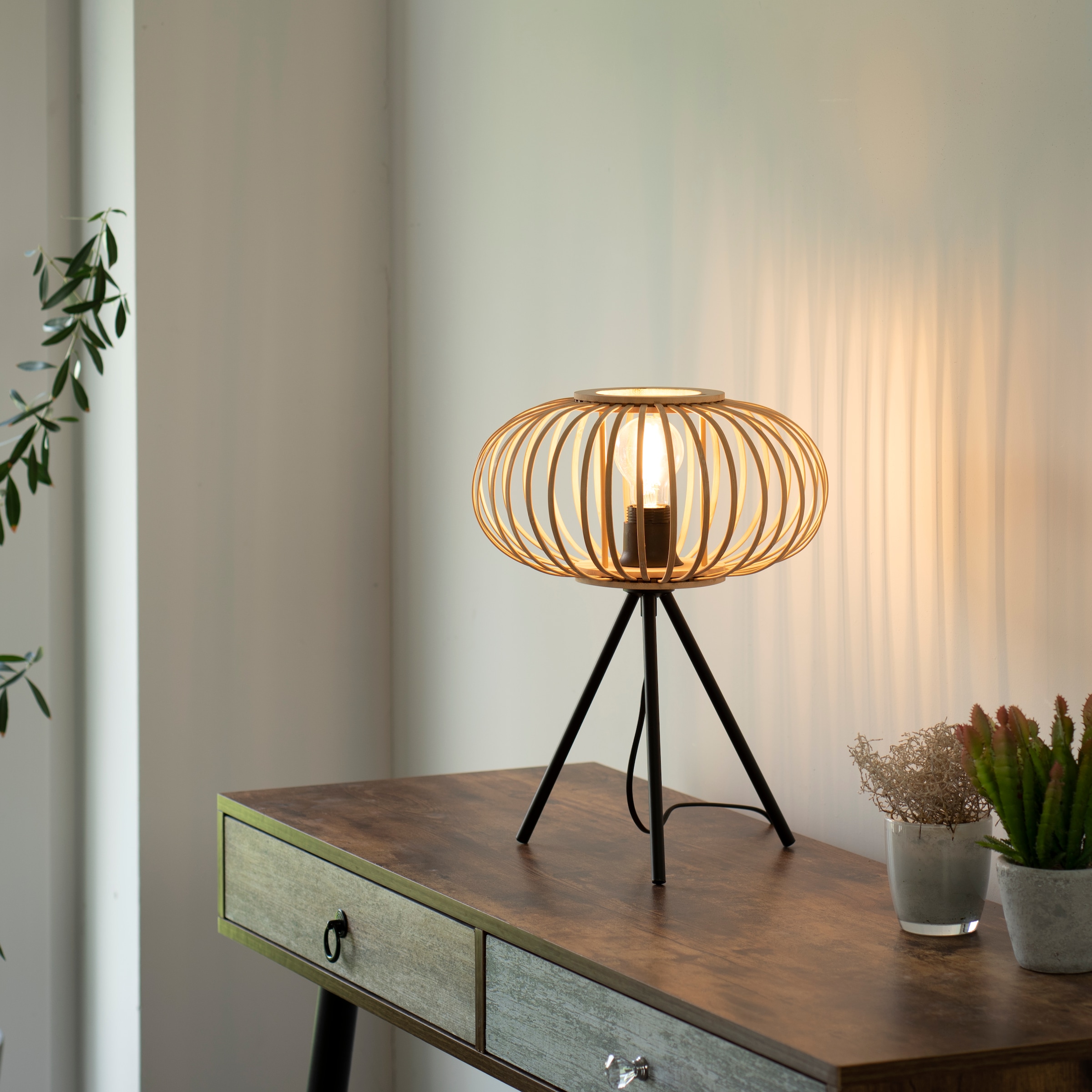 JUST LIGHT Tischleuchte »RACOON«, 1 flammig, Leuchtmittel E27 | ohne Leuchtmittel, ExklusiveE27, Schalter, Schnurschalter