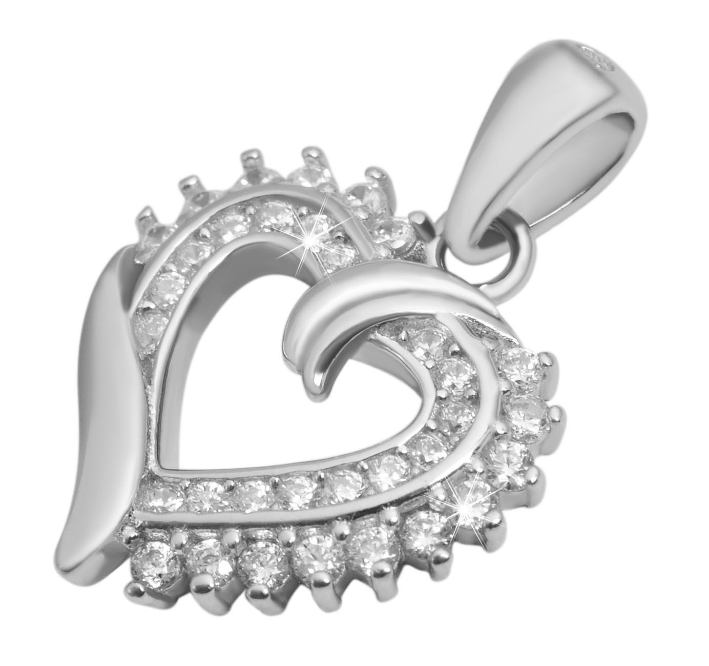 Adelia´s Herzanhänger »Damen Anhänger ¿ Herz Herzanhänger aus 925 Silber mit Zirkonia«