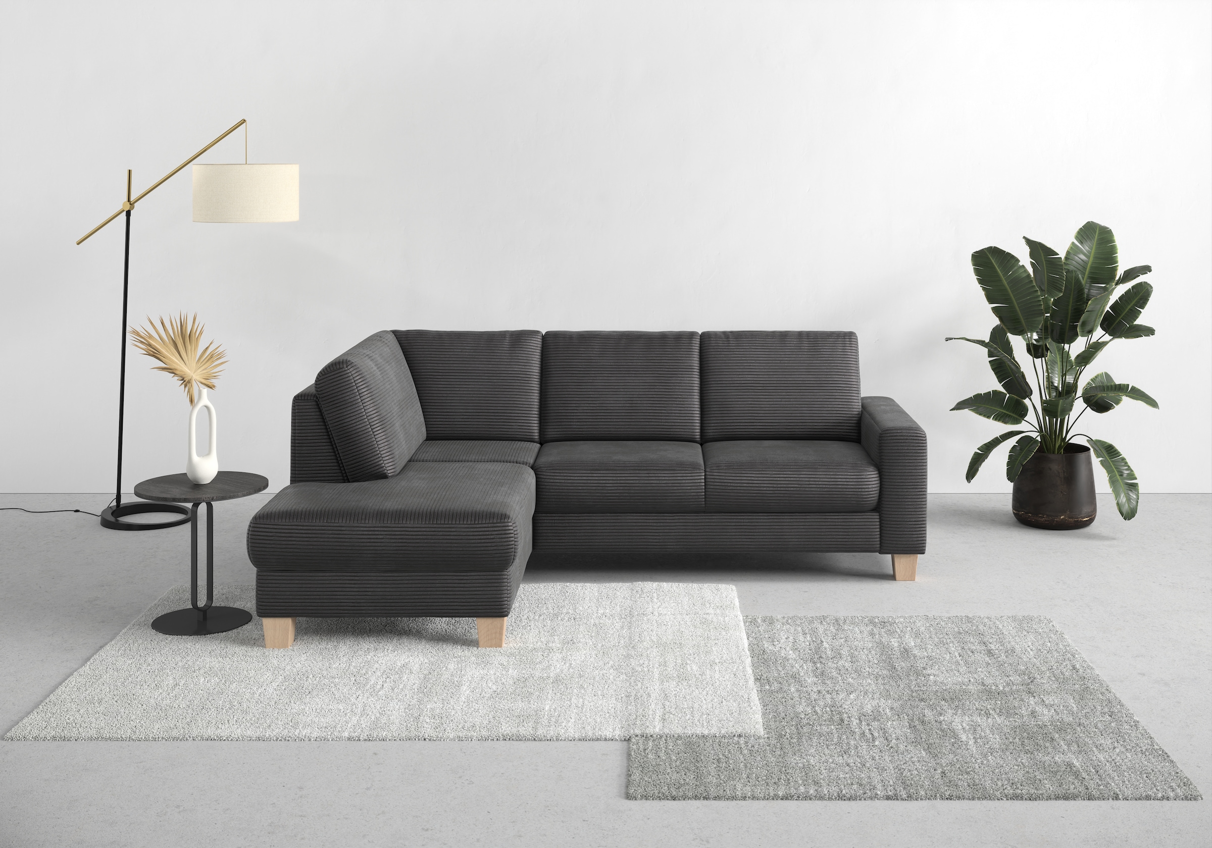 Home affaire Ecksofa »Summer L-Form«, mit Ottomane, wahlweise mit Bettfunktion und Bettkasten, Cord-Bezug
