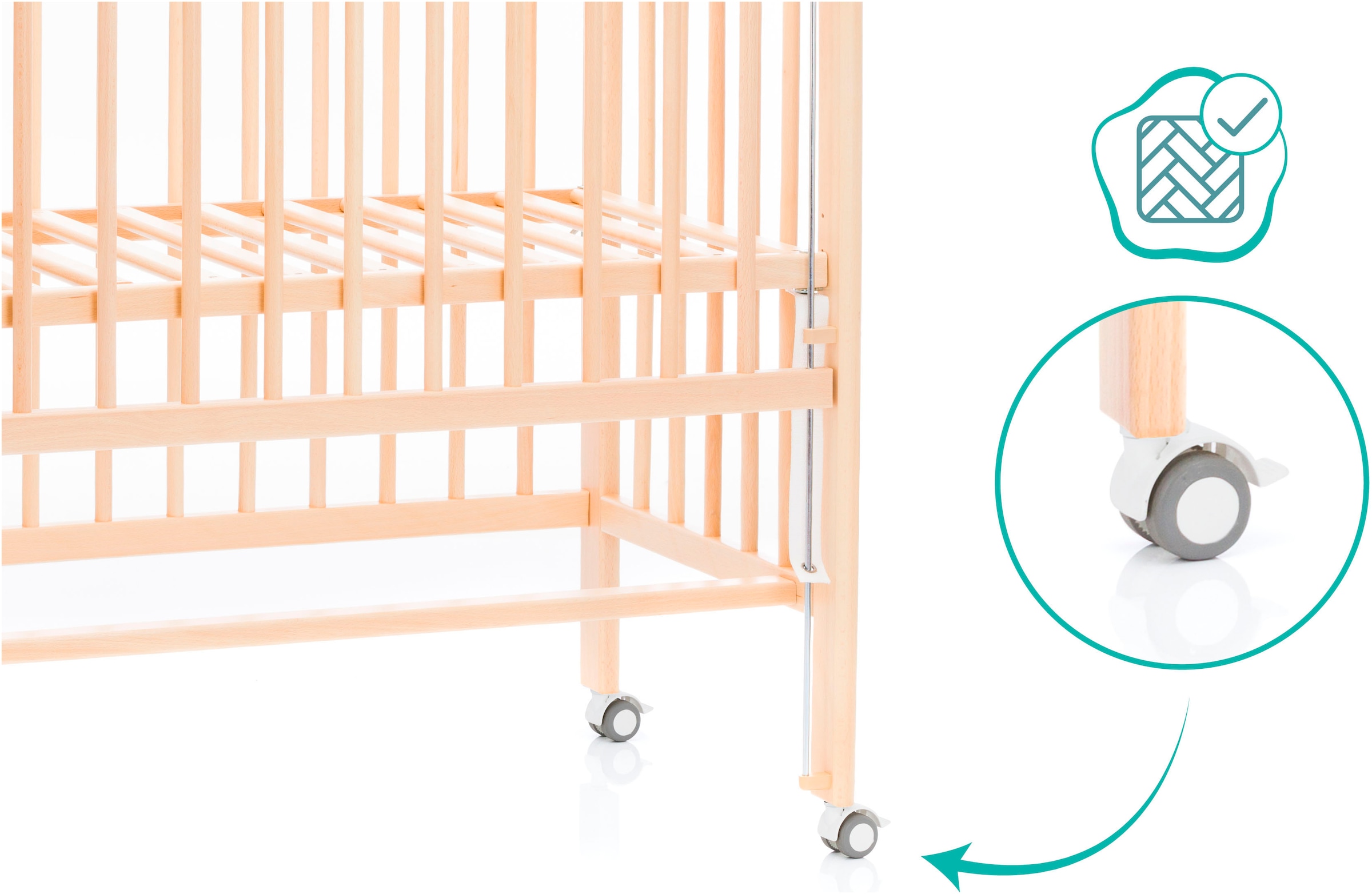 Fillikid Beistellbett »Nino«, inkl. Matratze; Made in Europe