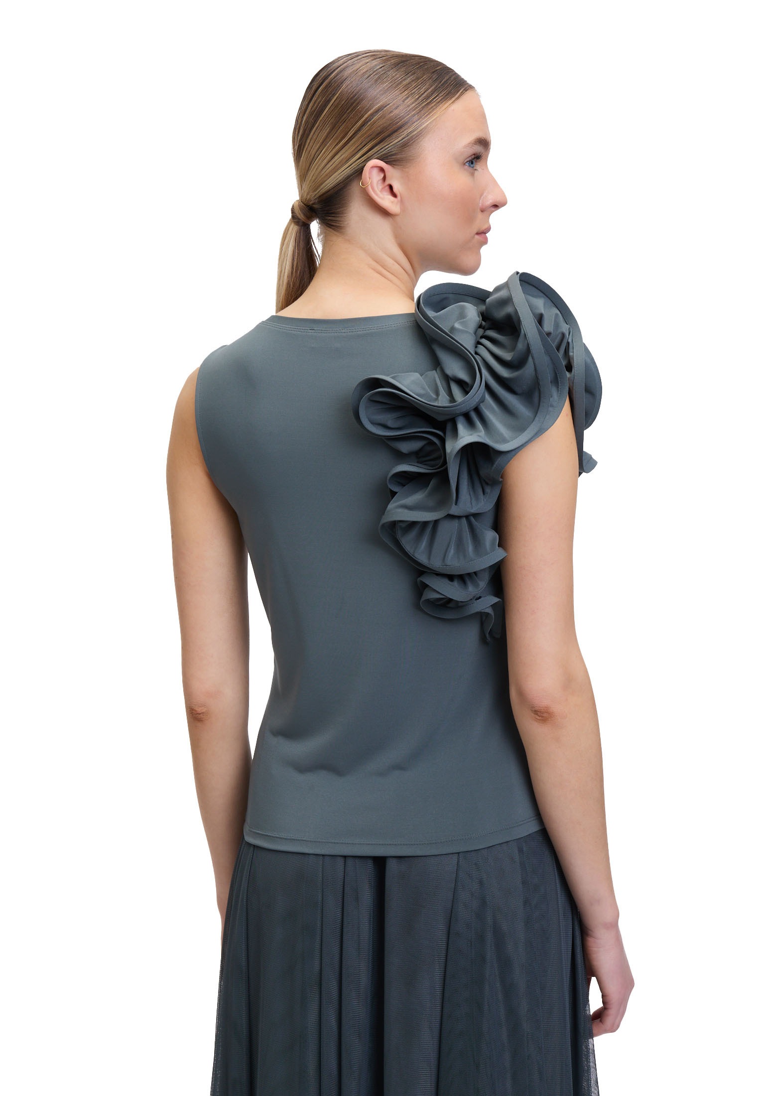 Vera Mont Shirttop »Rüschenbluse mit Rundhalsausschnitt«