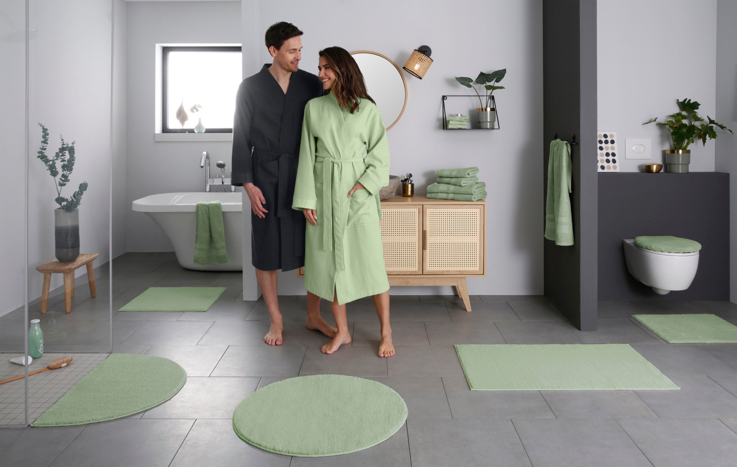 my home Badematte »Vanessa, Badvorleger, Badezimmer Teppich«, rutschhemmend beschichtet, schnell trocknend-fußbodenheizungsgeeignet-strapazierfähig, Badteppich, weiche Haptik, unifarben