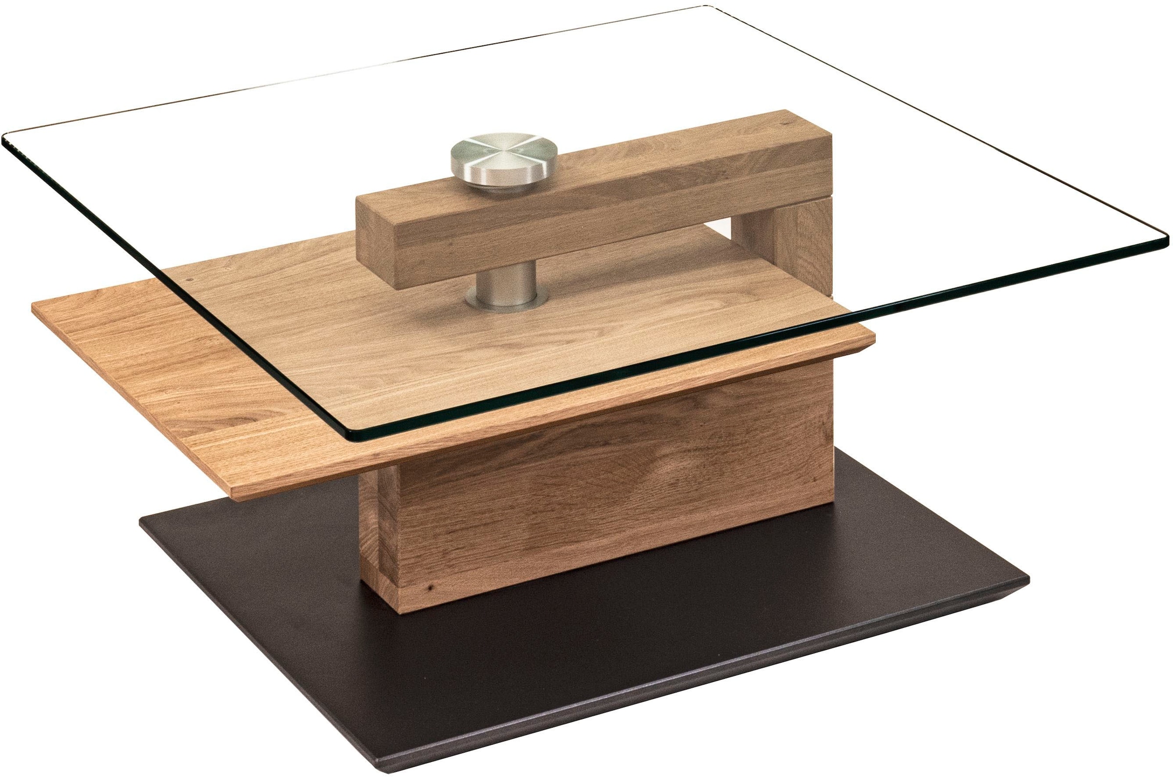 Vierhaus Couchtisch, drehbare Glasplatte, rollbar, Ablage