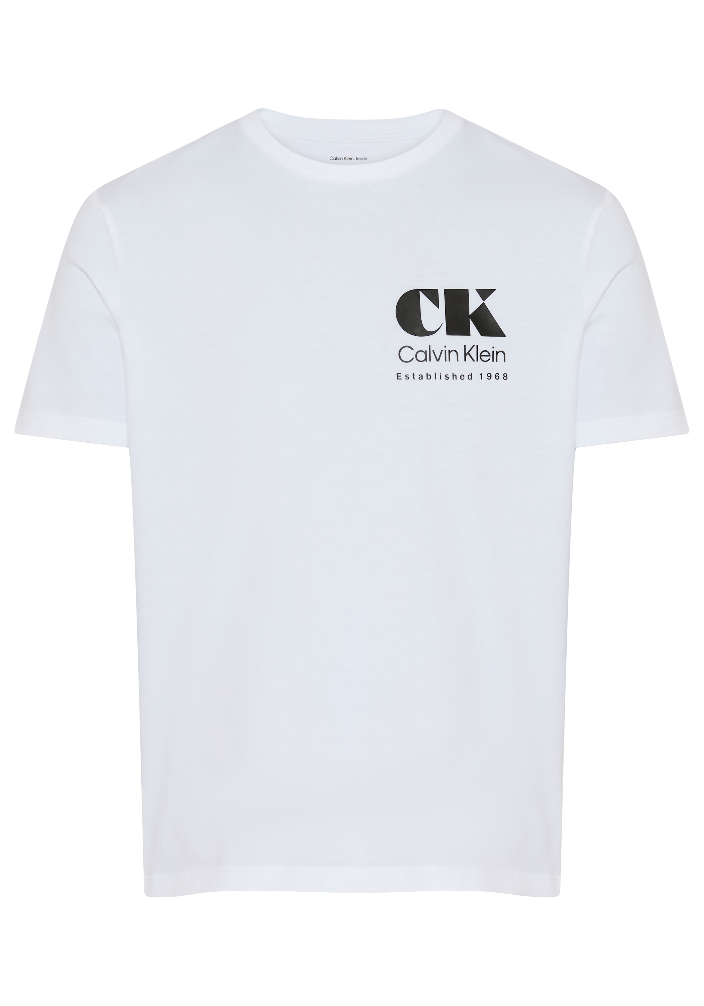 Calvin Klein Jeans T-Shirt Rundhalsausschnitt, reine Baumwolle, großer Rückendruck