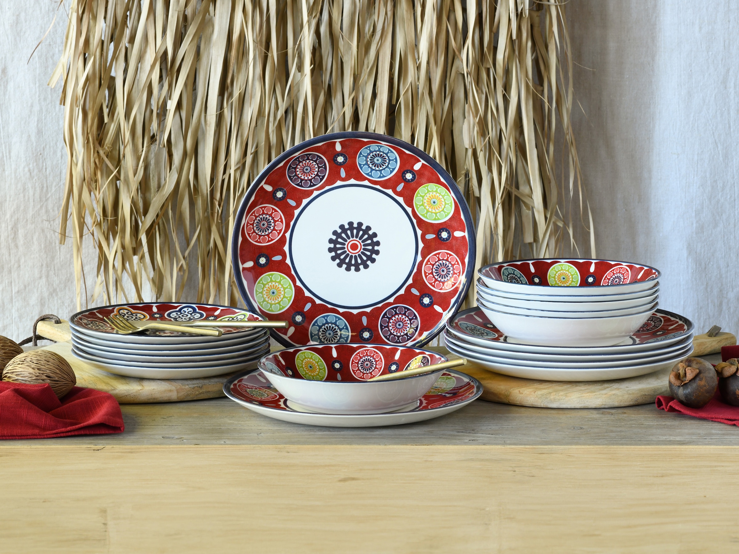 CreaTable Teller-Set »Sumaya, Teller Set 18-tlg« Mandala Motive