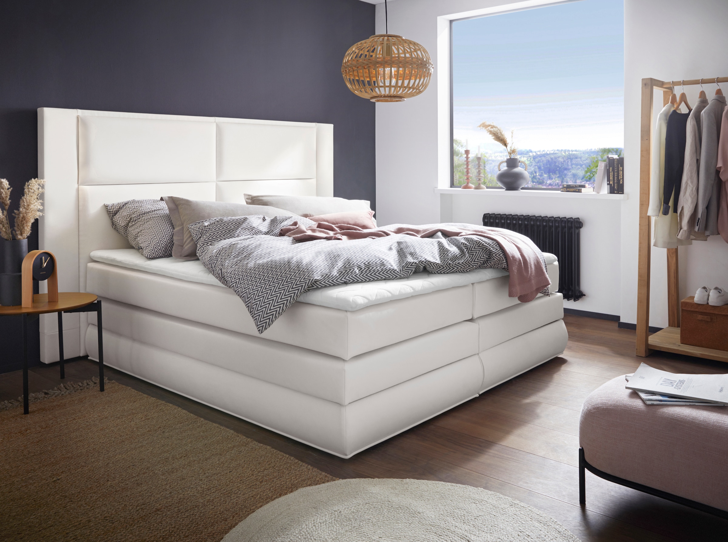 Boxspringbett Copenhagen, inklusive Bettkasten und Topper, wahlweise mit LED-Beleuchtung