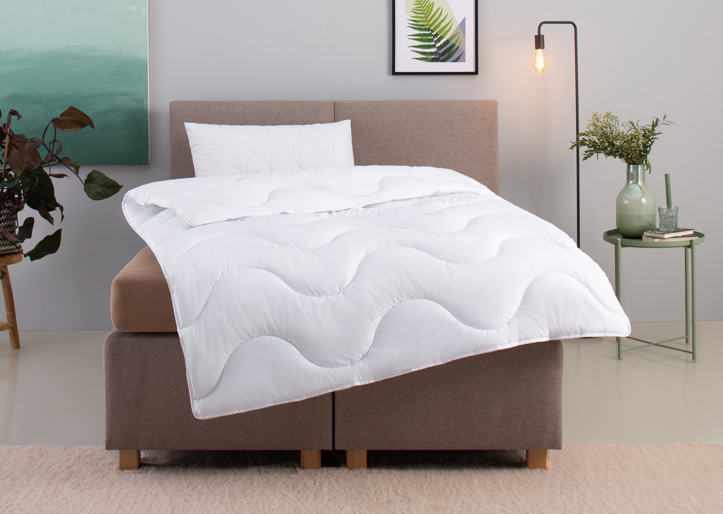 OTTO home Microfaserbettdecke + Microfaserkissen »Mailo, Bettdecke 135x200 cm, 155x220 cm« 2-tlg., Set mit Kissen 80x80 cm, Sommer, Winter