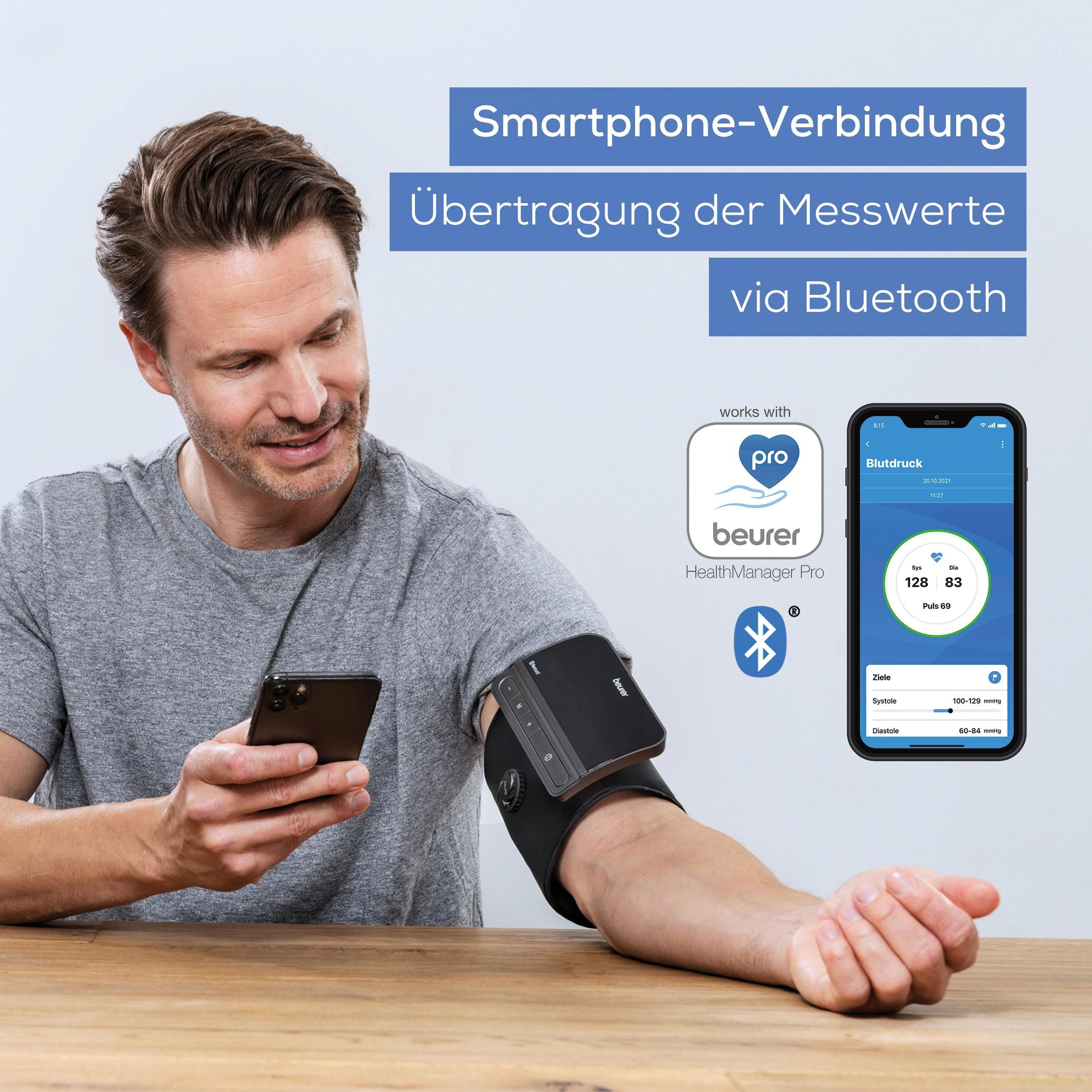 BEURER Oberarm-Blutdruckmessgerät »BM 81 easyLock für einfache Messung ohne Kabel und Schläuche«, Manschette anlegen, festdrehen und direkt die Messung starten