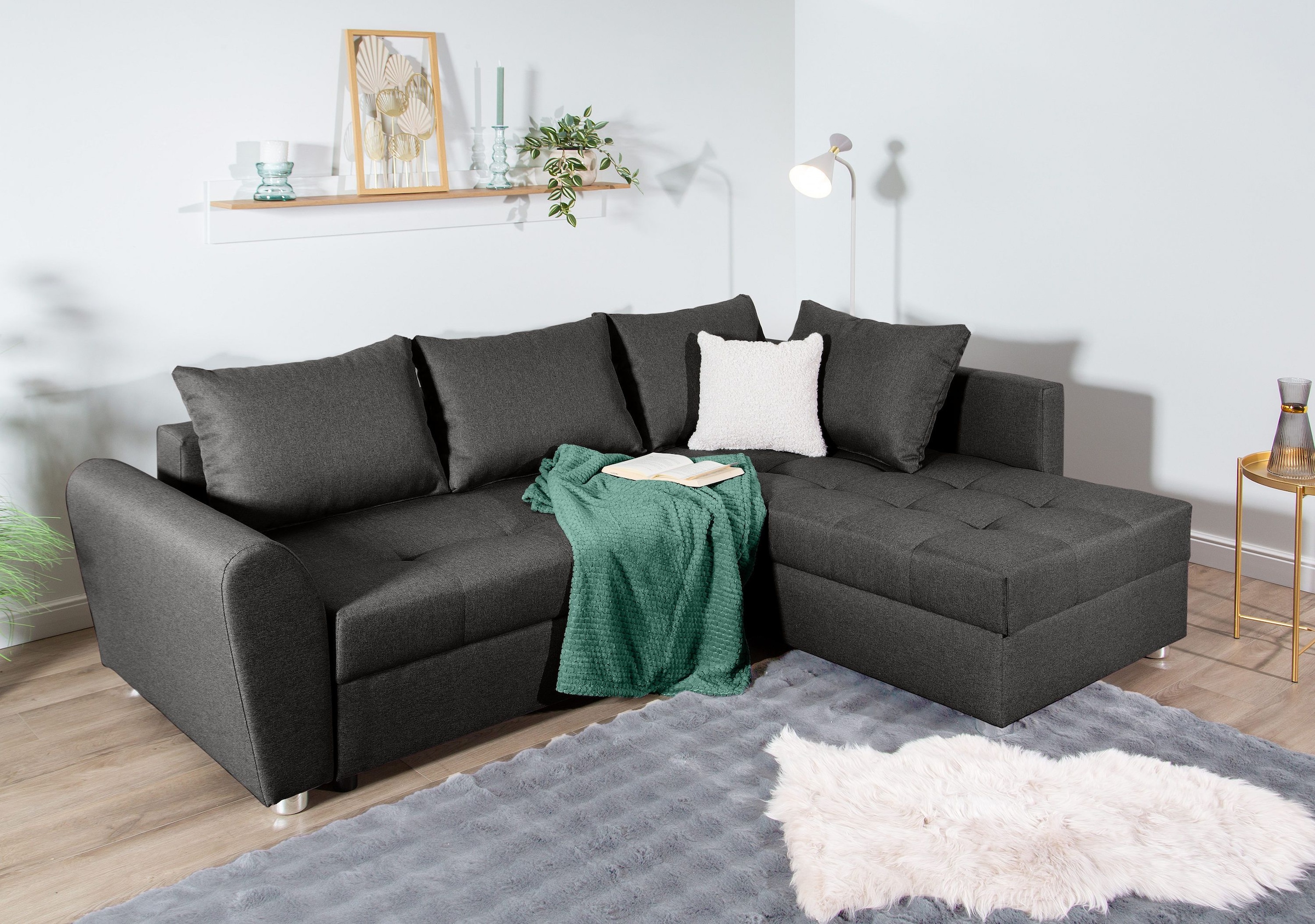COLLECTION AB Ecksofa »Jana L-Form« inkl. Bettfunktion,Bettkasten und Bonnelfederkern