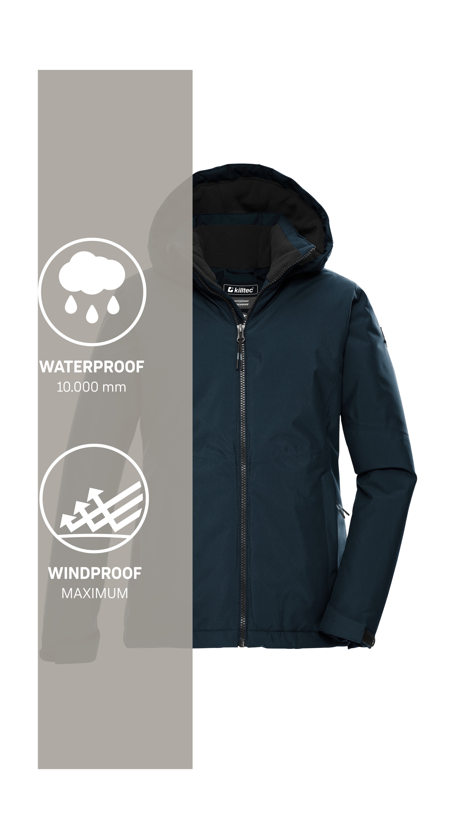 Killtec Funktionsjacke »KOW 217 GRLS JCKT«, Wind- und wasserdichte Kinderjacke mit Fleece und verstellbarer Kapuze