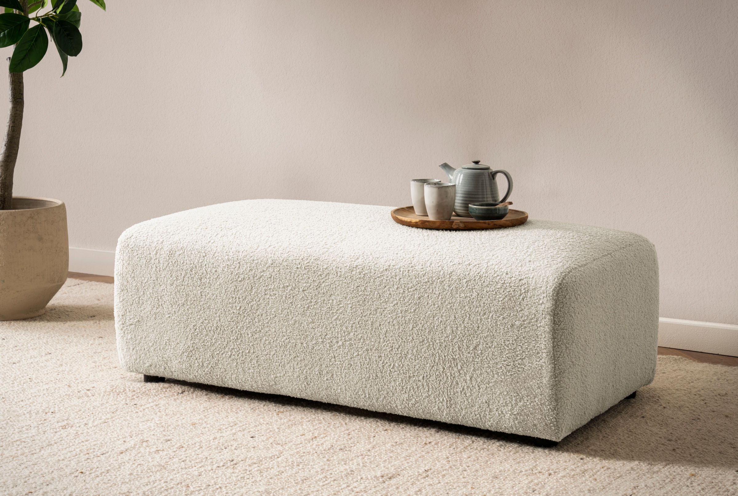 andas Hocker »BAKELS, Polsterhocker in Cord oder Boucle-Stoff«, zur Serie BAKELS, Hocker stellbar zum Schlafsofa (Krokodilverbinder)