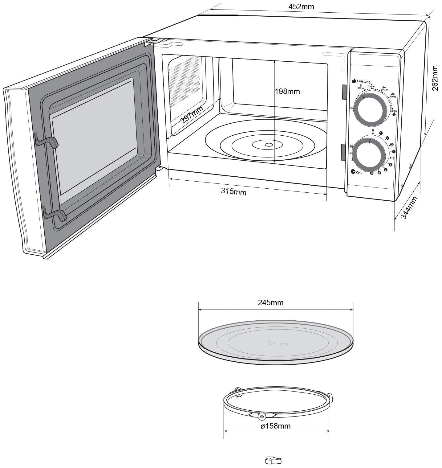 Hanseatic Mikrowelle »634711«, Mikrowelle, 700 W, Auftaufunktion, silberfarben