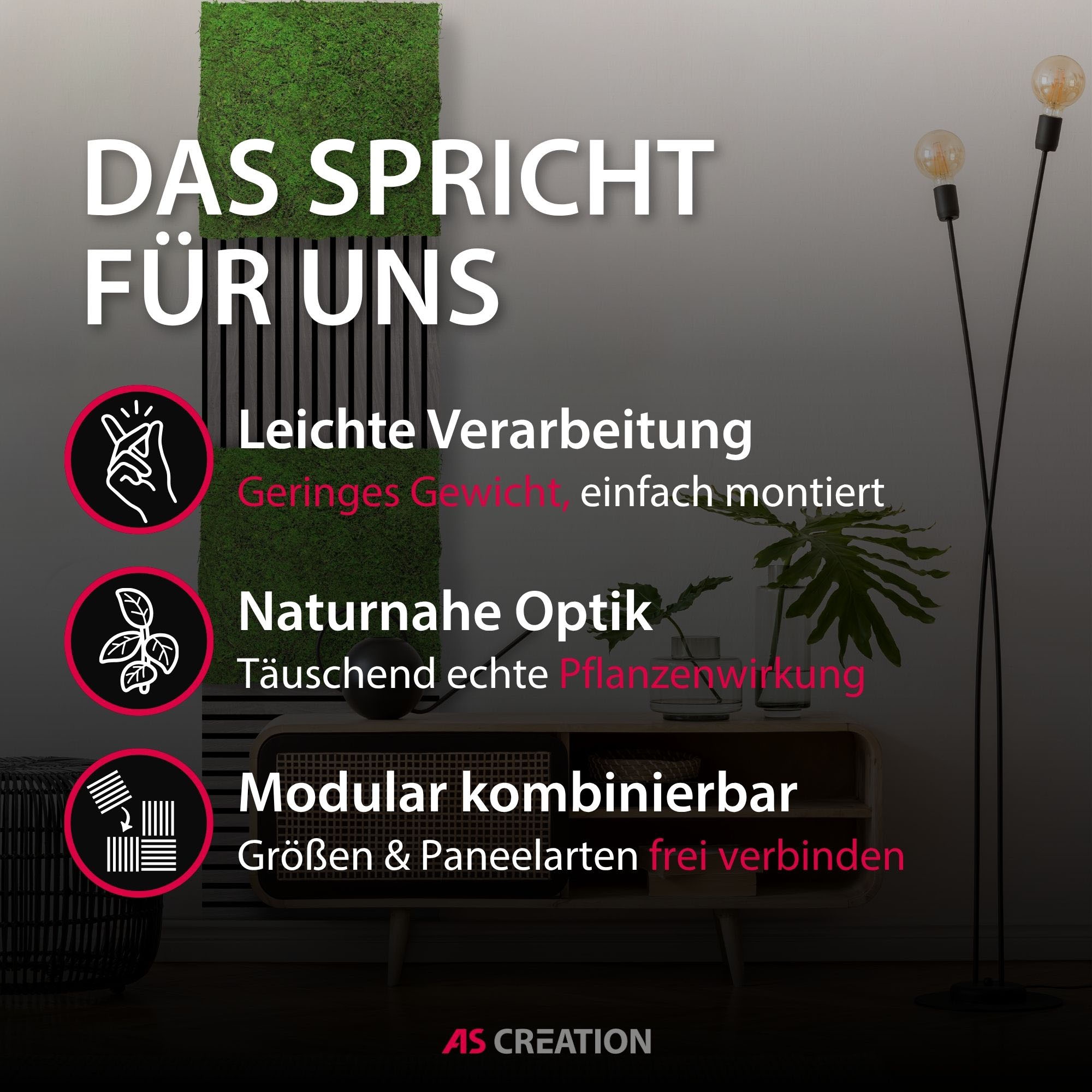 Architects Paper Wandpaneel »A.S. Création Modular Wall Wandpaneel Pflanzenoptik Natur« 1 tlg. Natur- und Kunstfasern auf rPET-Filz für botanische 3D-Wände