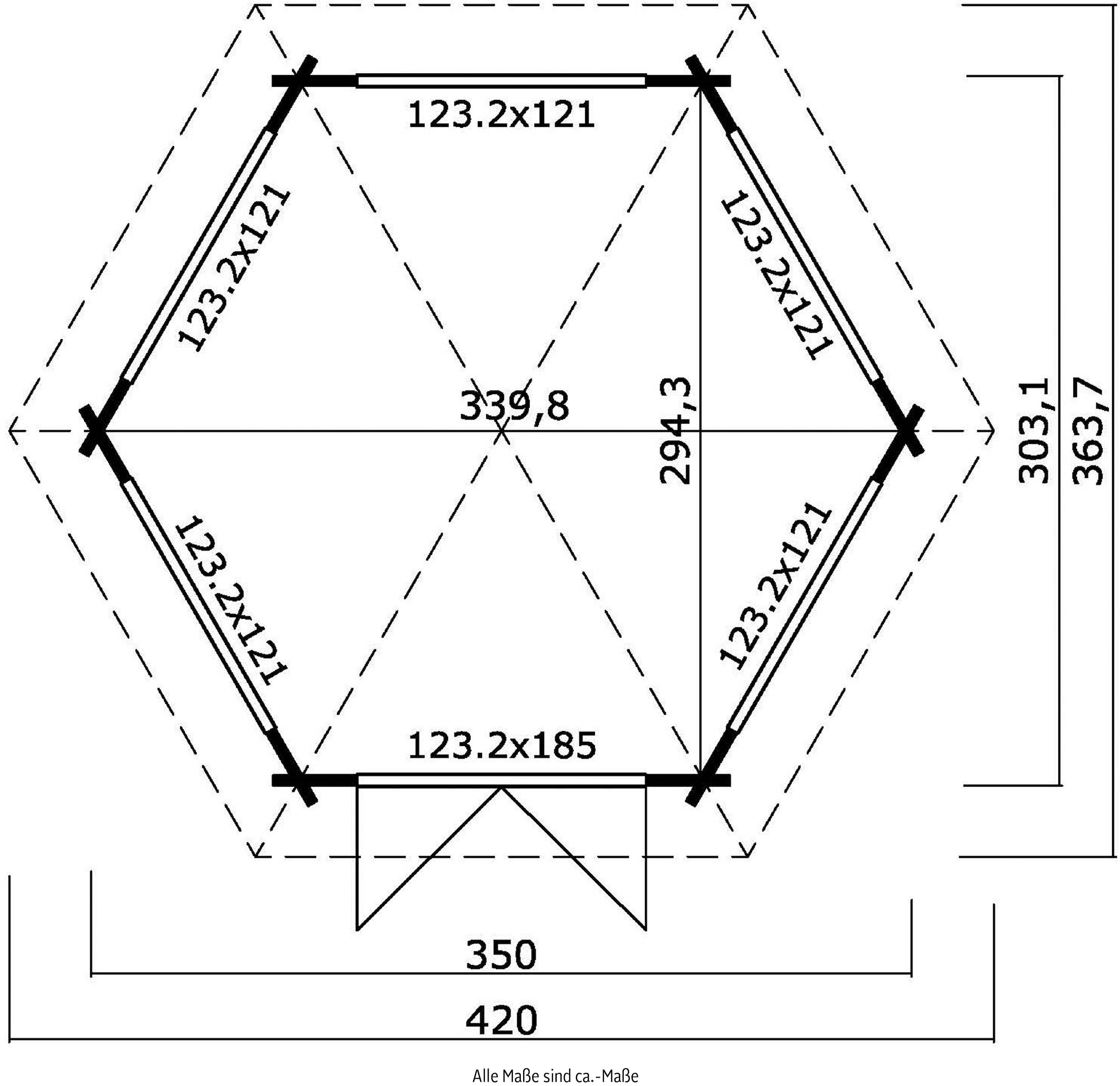 LASITA MAJA Pavillon »Ilmenau«, (Set, Inklusive Fußbodenbretter zum Verlegen), BxT: 420x363,7 cm, Fichtenholz