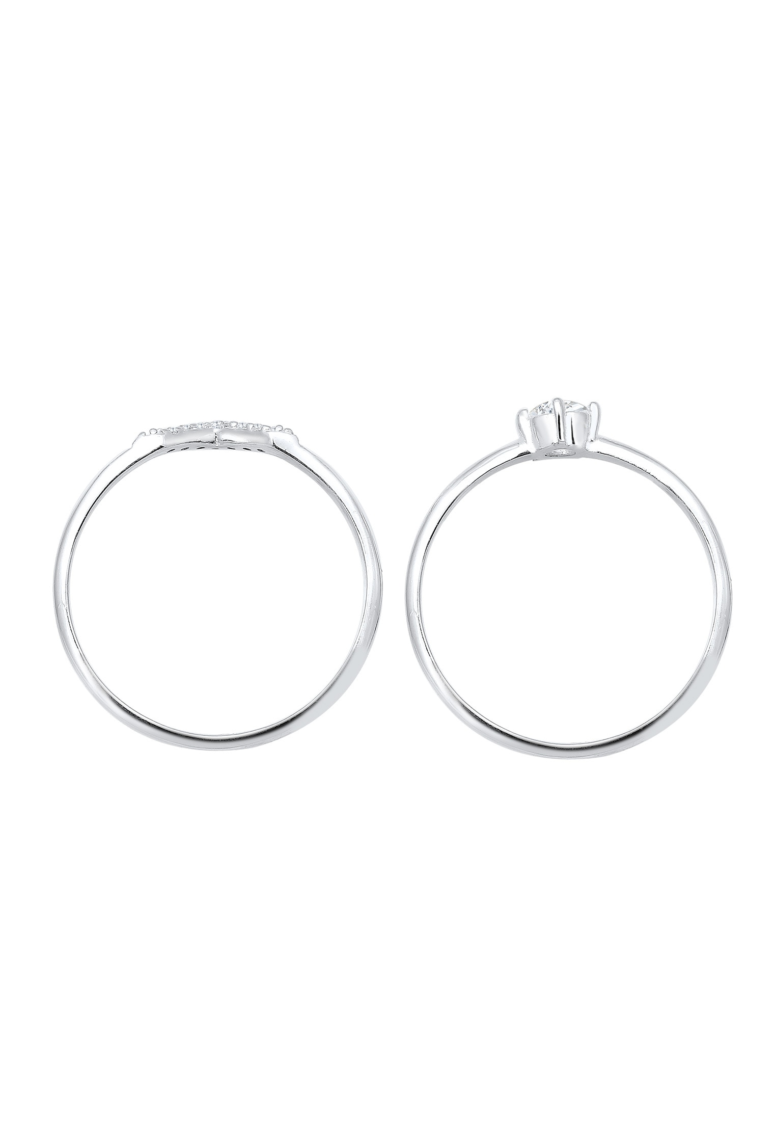 Elli Verlobungsring »Ring Dreieck Zirkonia Weiß 2er-Set 925 Sterling Silber«