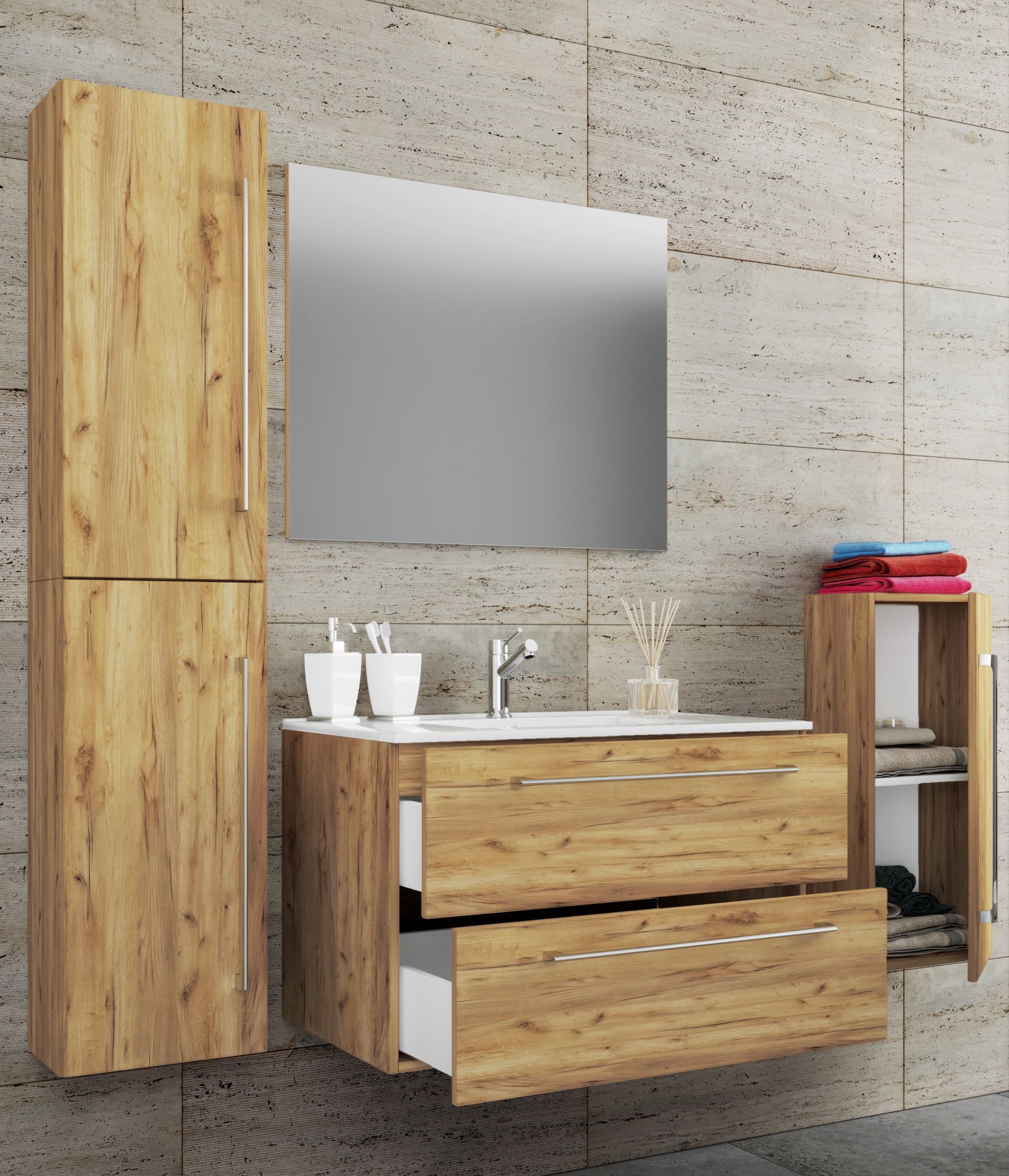 VCM Waschtisch »5-tlg. Waschplatz Waschtisch Badinos Schublade SP« 5 Stk. tlg.