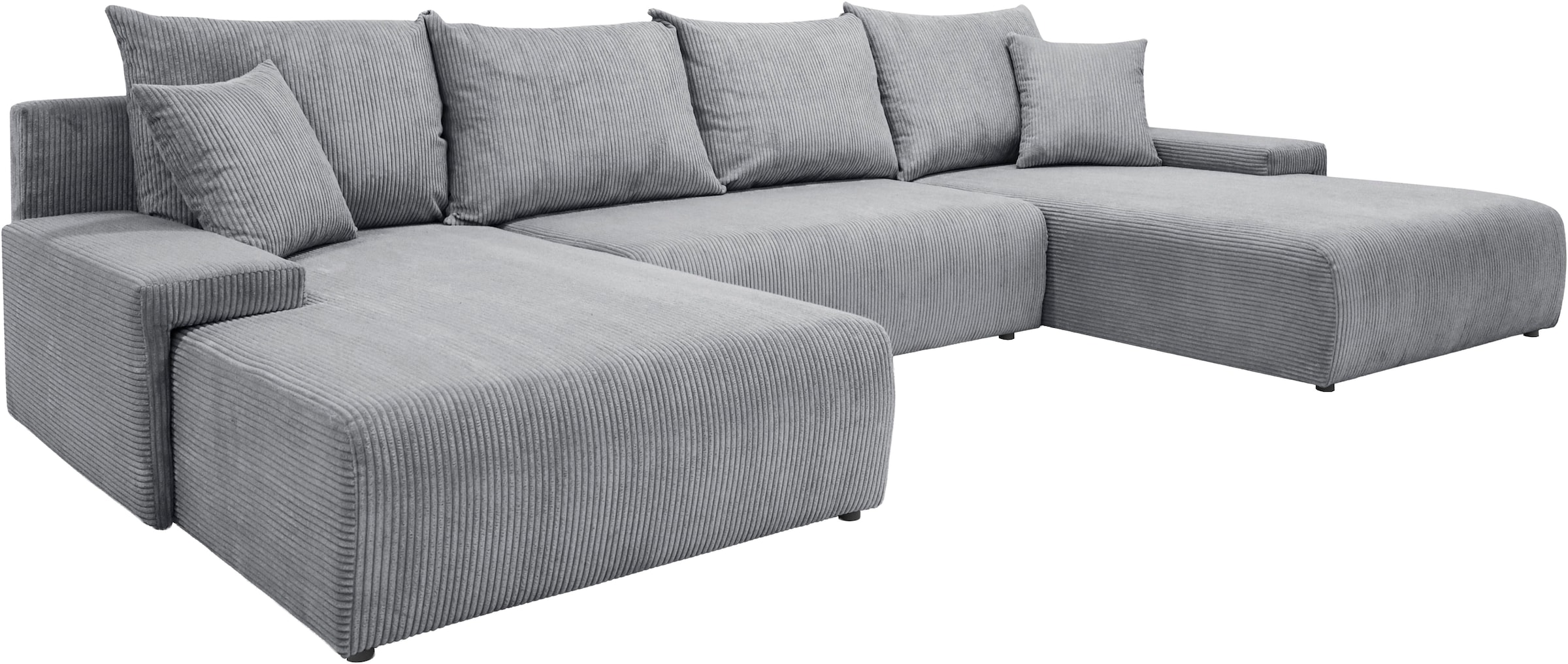 WERK2 Wohnlandschaft »Amalfi, B/T: 348/188 cm, in Cord mit Schlaffunktion & Bettkasten« modernes XXL Design, U-Form