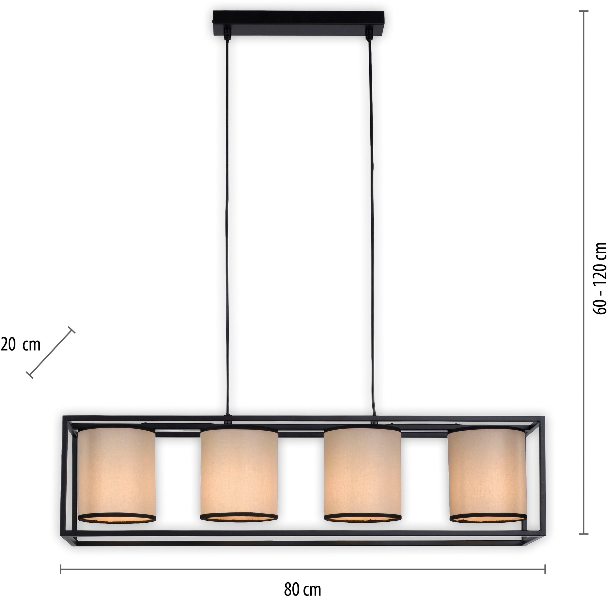 JUST LIGHT Pendelleuchte »RAVEN«, 4 flammig, Leuchtmittel E27 | ohne Leuchtmittel