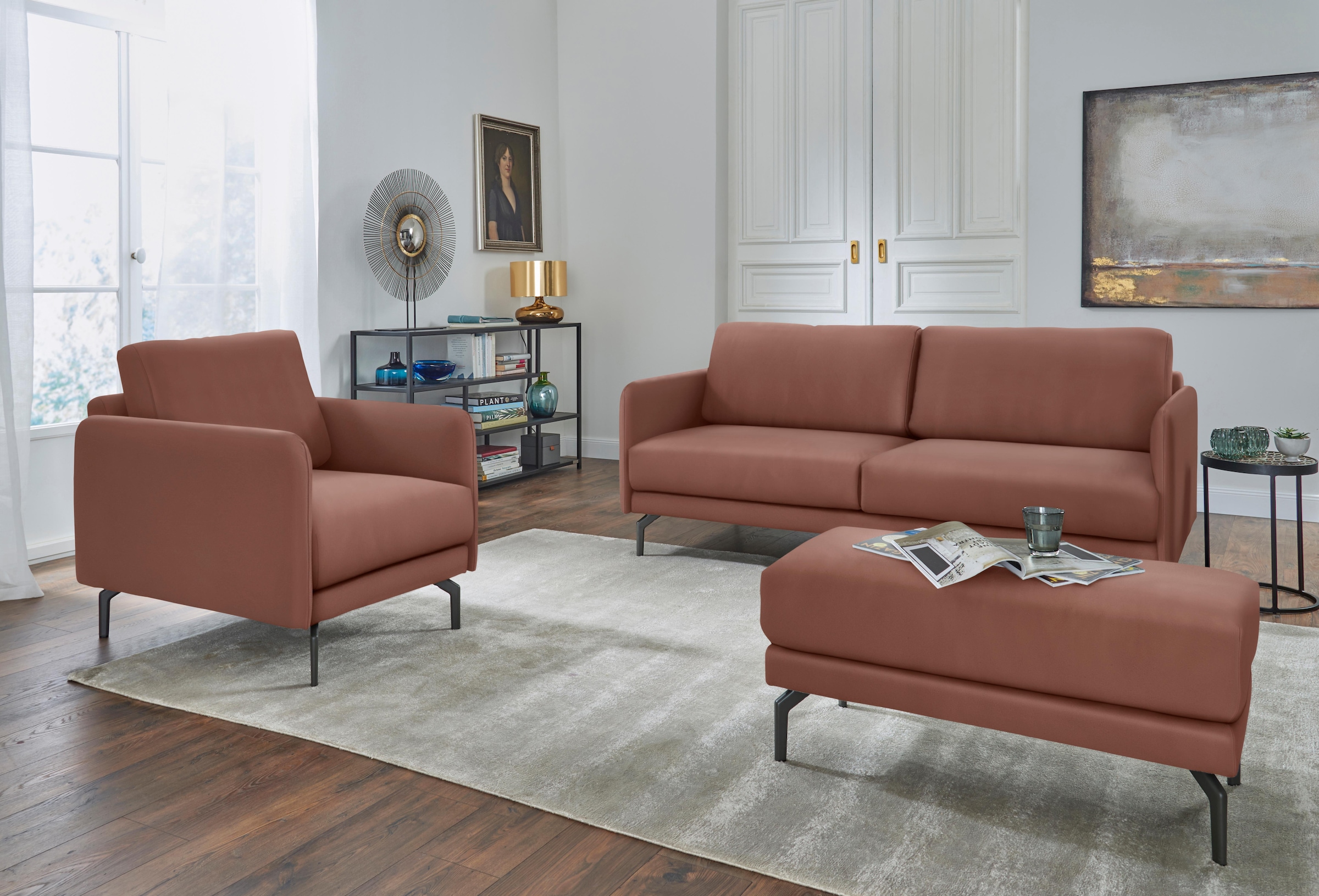 hülsta sofa Sessel »hs.450«, Armlehne sehr schmal, Breite 70 cm, Alugussfuß Umbragrau