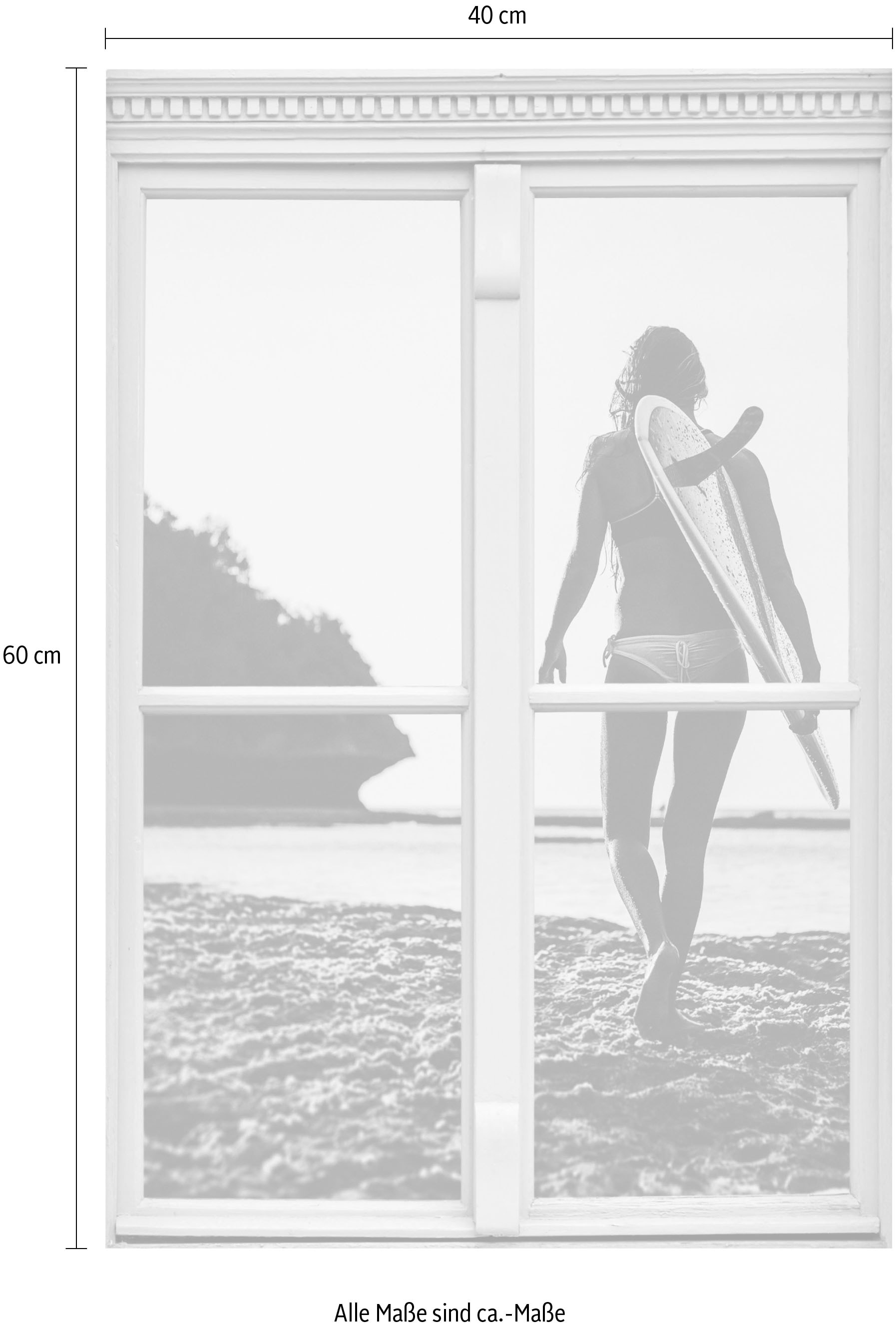 queence Wandsticker »Surferin« Wandsticker, Wandbild, selbstklebend, 3D, Fenster