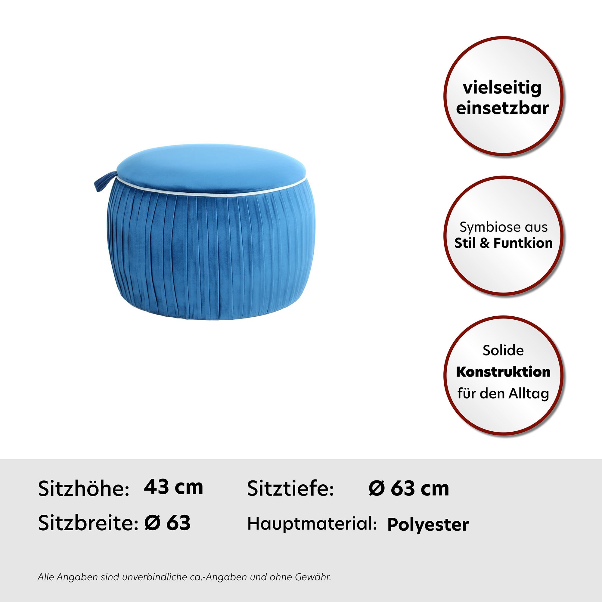 Kayoom Sitzhocker »Hocker Adoree, Sitzgelegenheit in attraktiver Form,Hocker mit Stauraum«, (1 St.), stilvoll, mit Stauraum, rund, schöne runde Form und tolle Größe