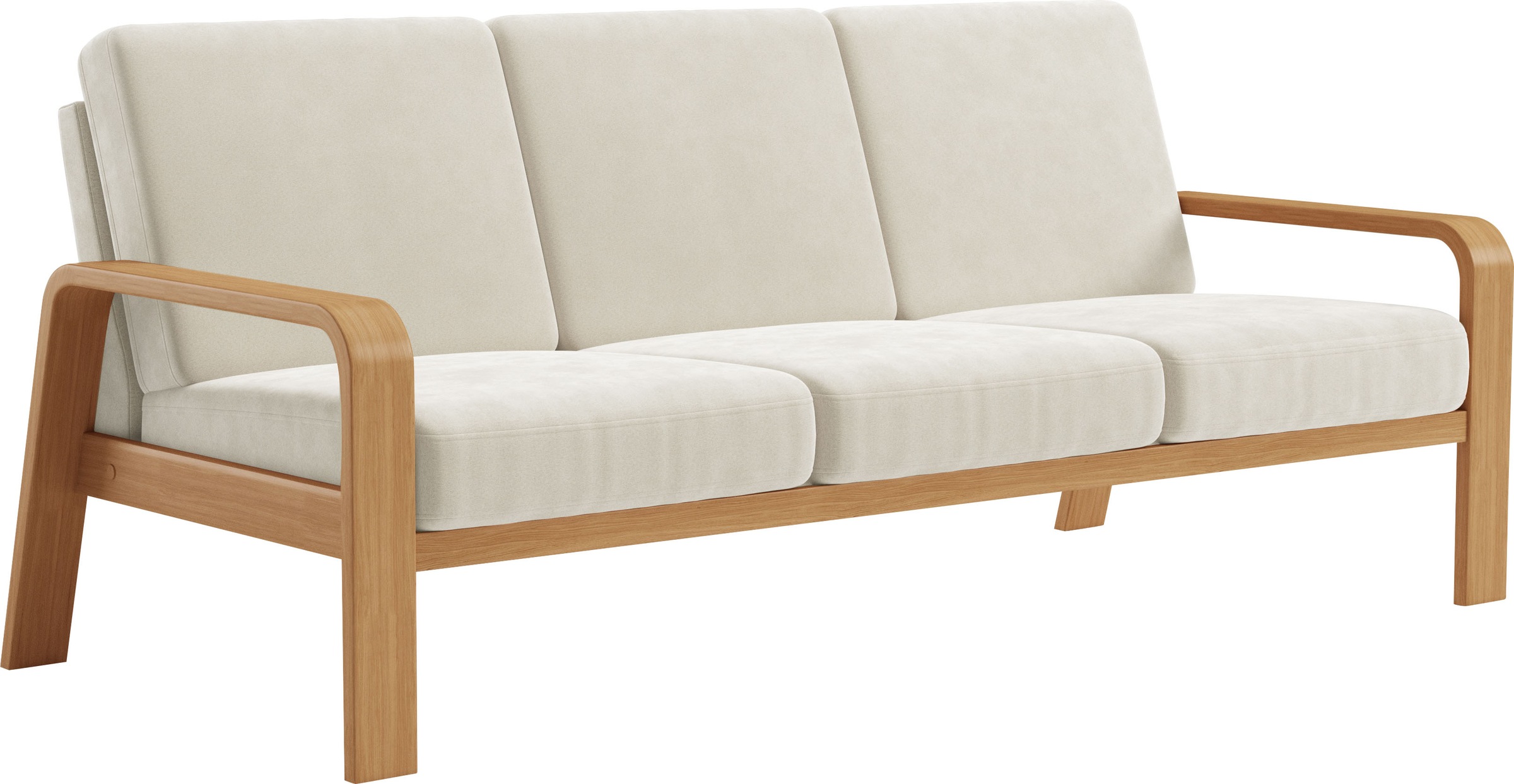 sit&more 3-Sitzer »Kolding«, Armlehnen aus eichefarbigem Buchenholz, verschiedene Bezüge und Farben