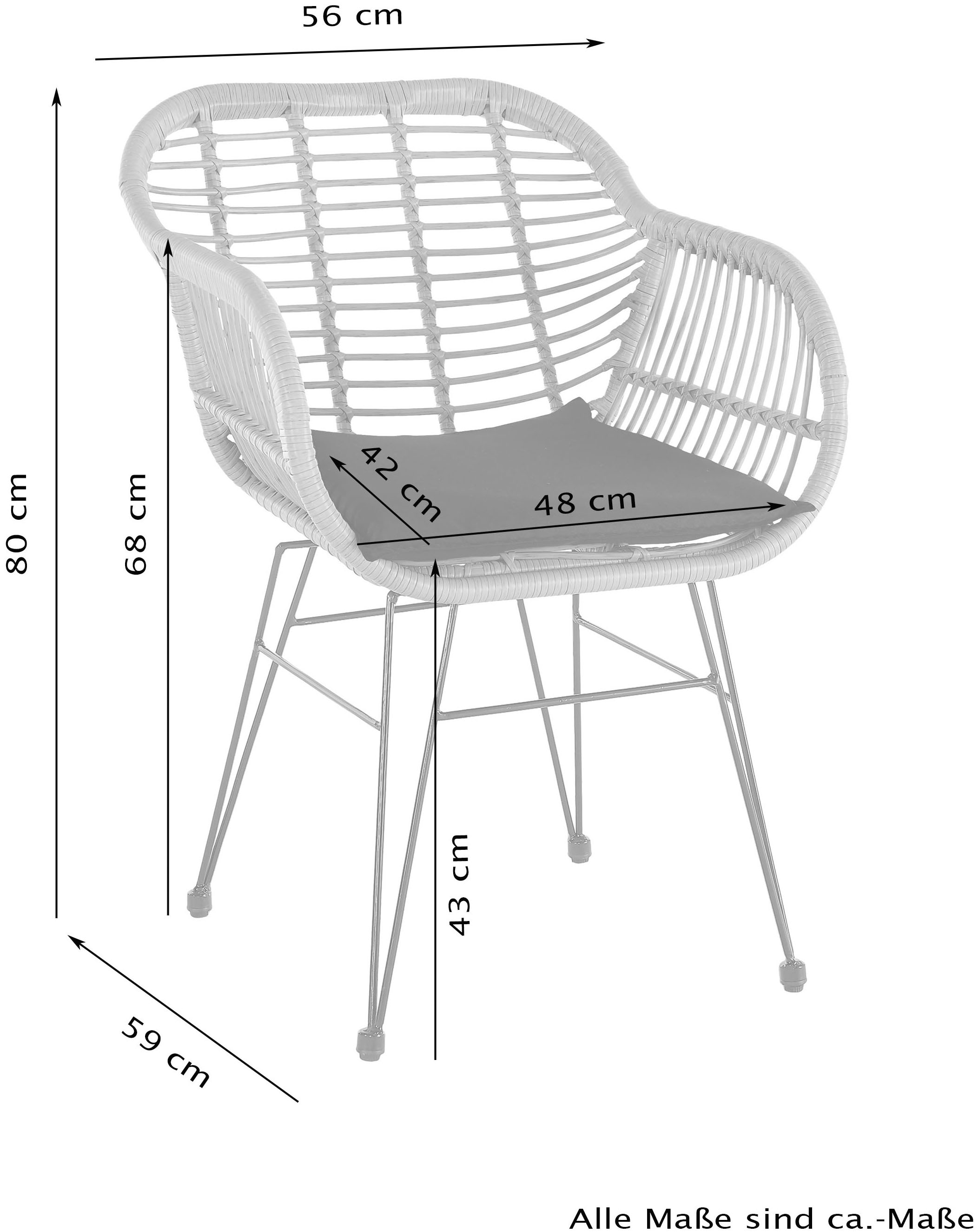 Homexperts Esszimmerstuhl »Ylvi«, (Set), 2 aus mit in Kunststoff Sitzkissen kaufen St., Rattan-Optik Stoffbezug Sitzschale in online