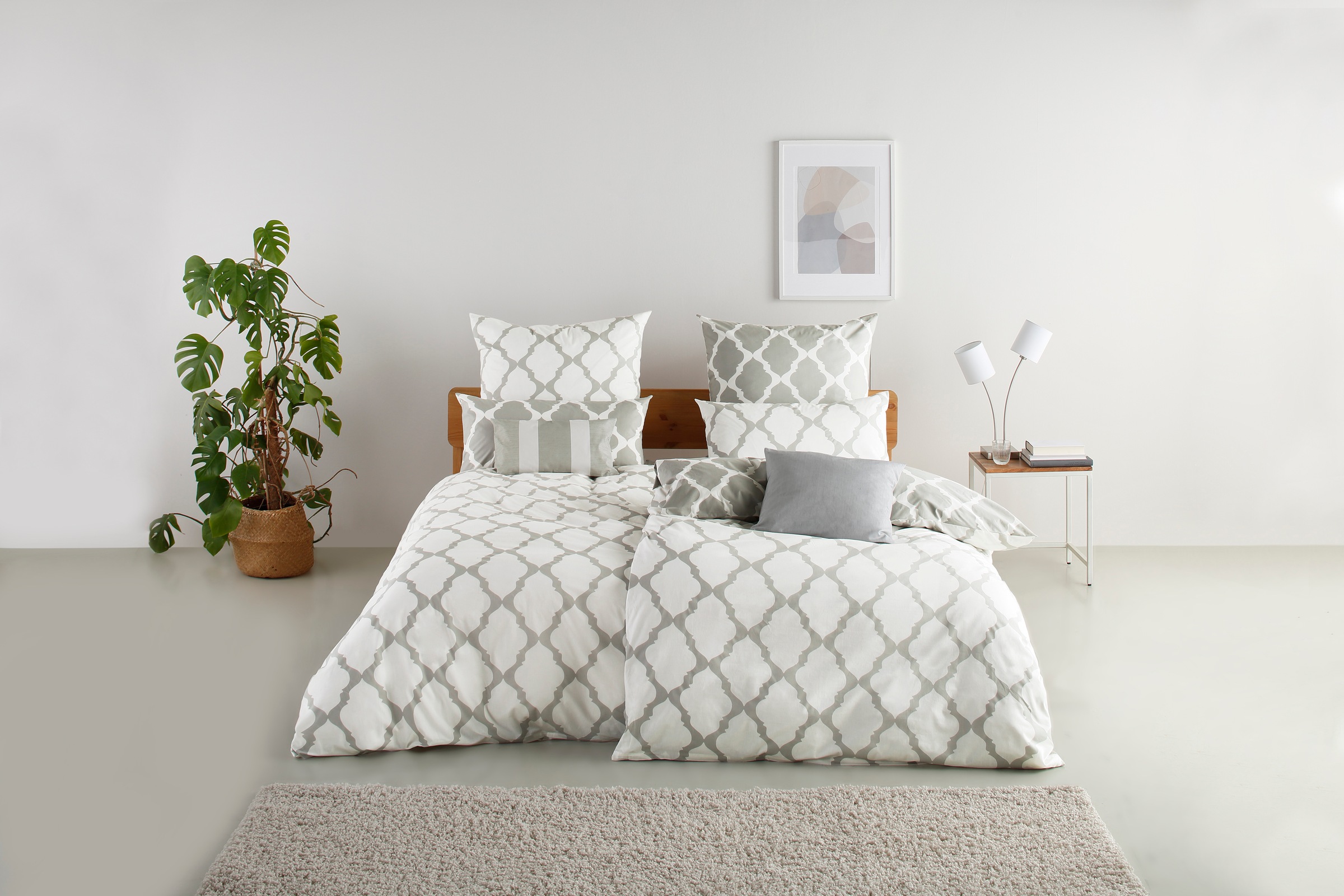 Home Affaire Wendebettwäsche »Alba in Gr. 135x200 oder 155x220 cm« 2 Stk. tlg. Bettwäsche mit Wendeoptik in grau, Größe B/L: 80 cm x 80 cm