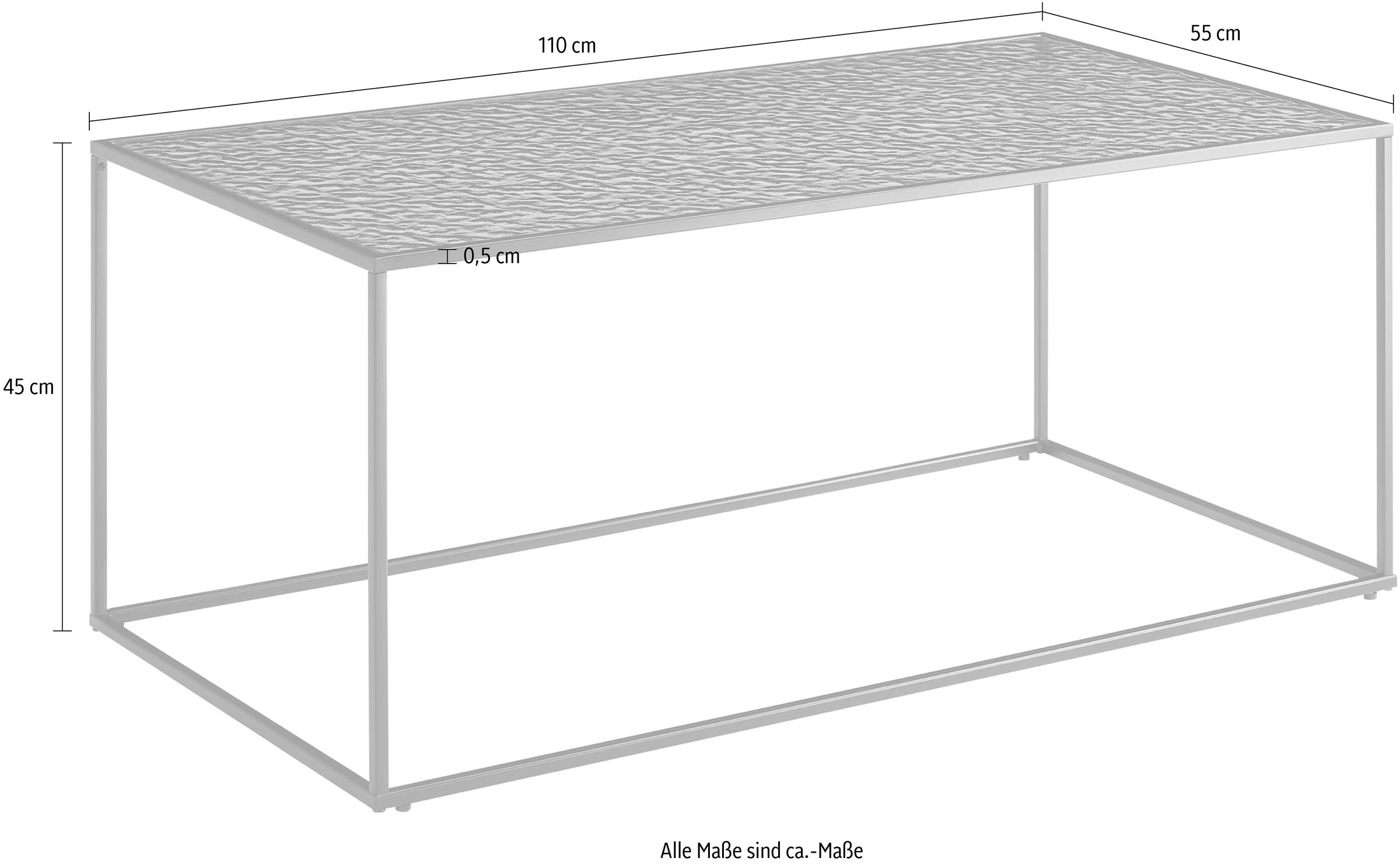 SalesFever Couchtisch, (1 St.), Glasplatte mit Strukturoptik