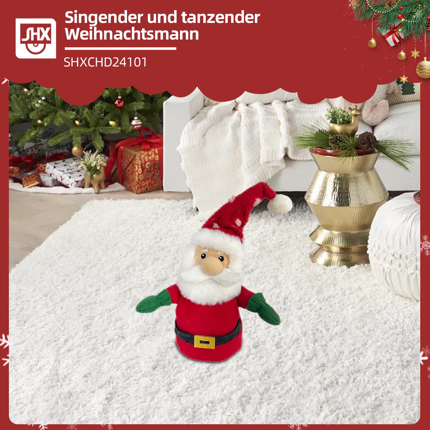 SHX Weihnachtsmann »Singender und tanzender Weihnachtsmann«, Bewegung, lebhafte Musik