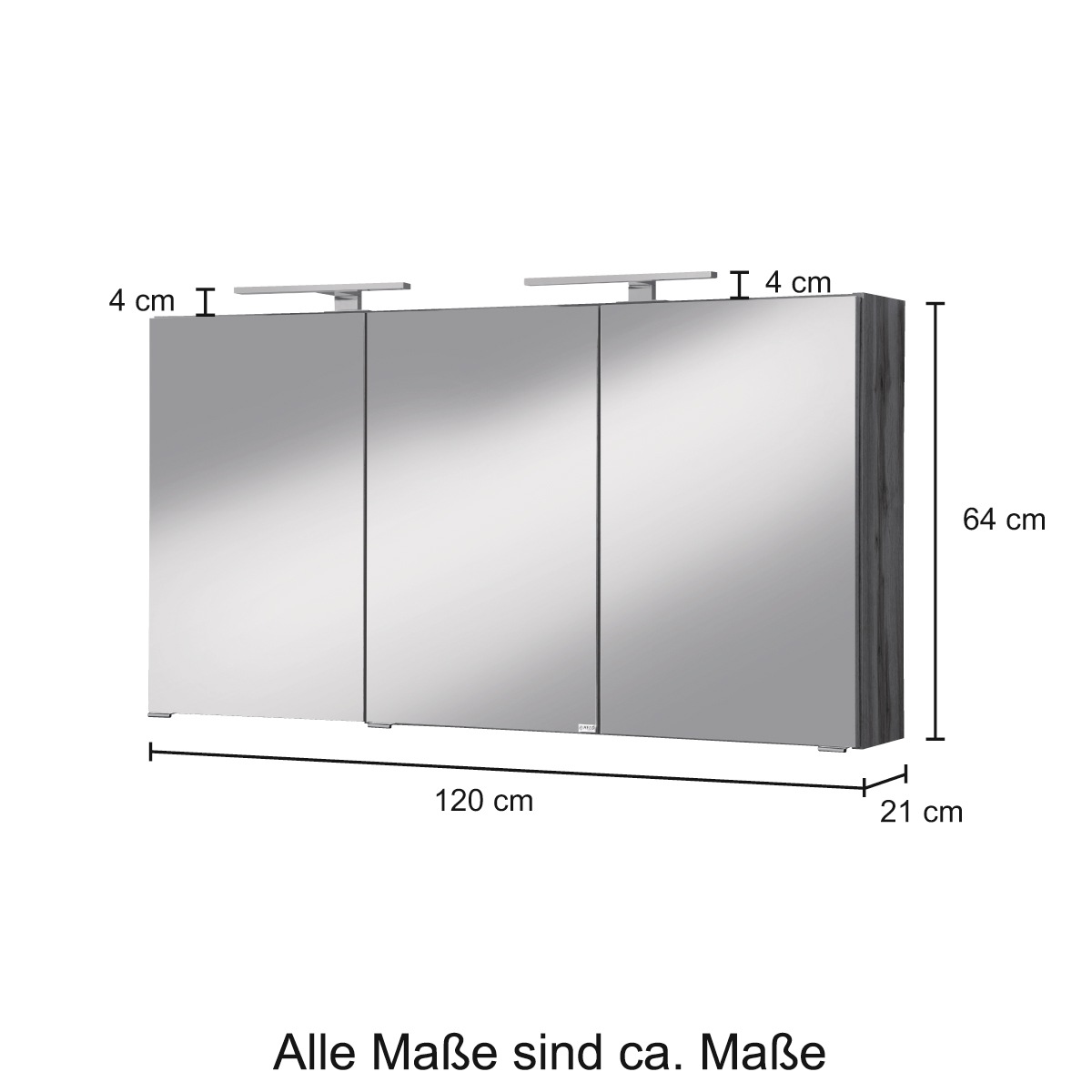 welltime Spiegelschrank »Malibu«, Breite 120 cm, mit Spiegeltüren und Softclose-Funktion