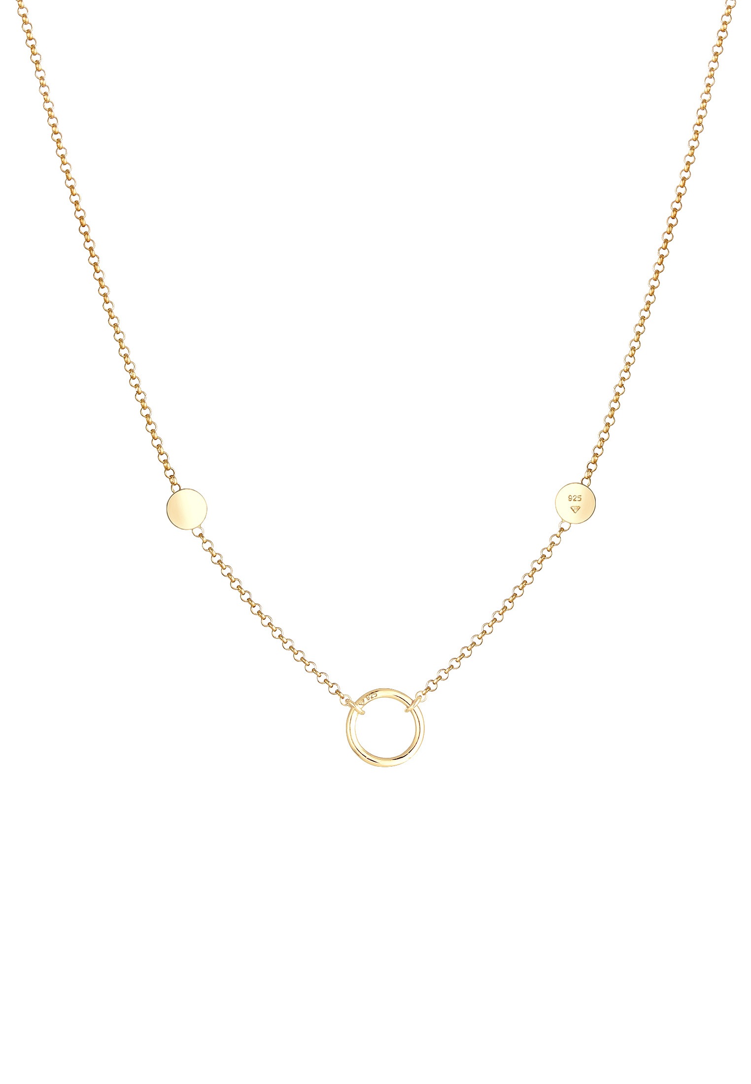 Elli Kette mit Anhänger »Halskette Kreis Plättchen Coin Geo Erbskette 925 Silber«