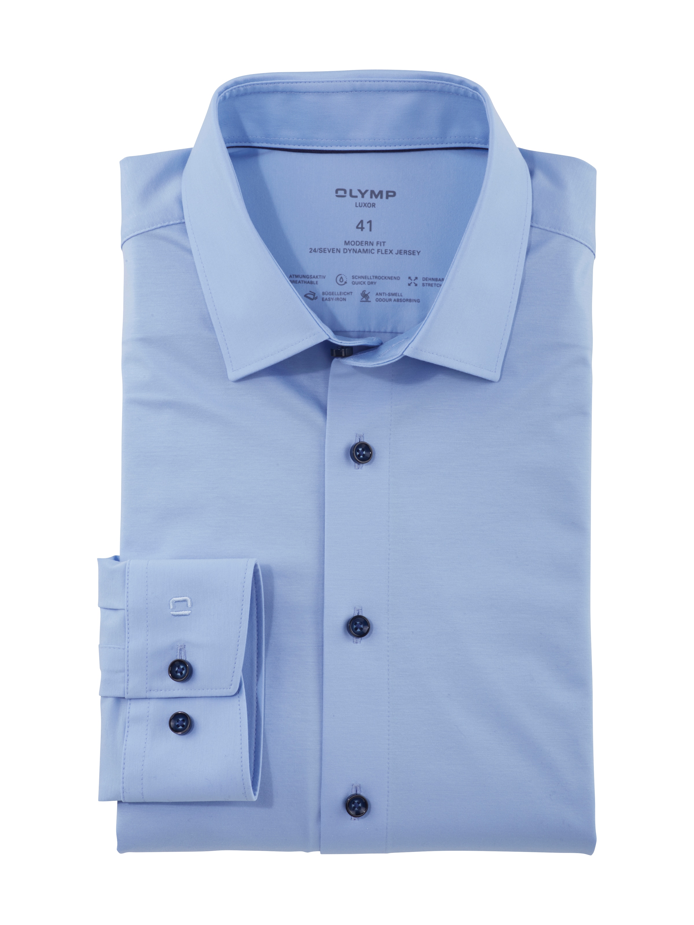 OLYMP Langarmhemd »Luxor 24/Seven modern fit Jerseyshirt« mit geruchshemmenden Materialeigenschaften