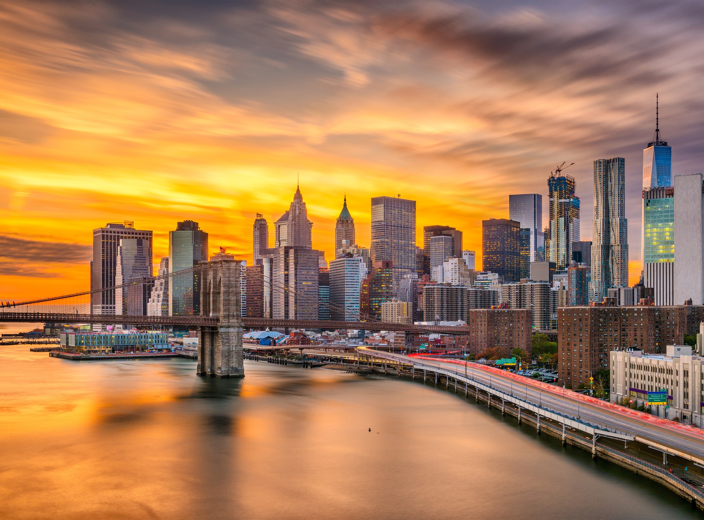 Papermoon Fototapete »Manhattan Skyline Sunset«