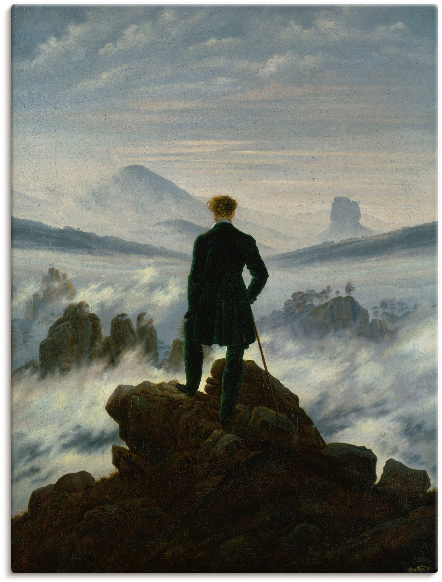 Poster Wandbild OTTO St.), kaufen Online dem versch. Shop Leinwandbild, im Mann, als »Der Um Nebelmeer. Wandaufkleber (1 1818«, Artland Wanderer Größen in über oder