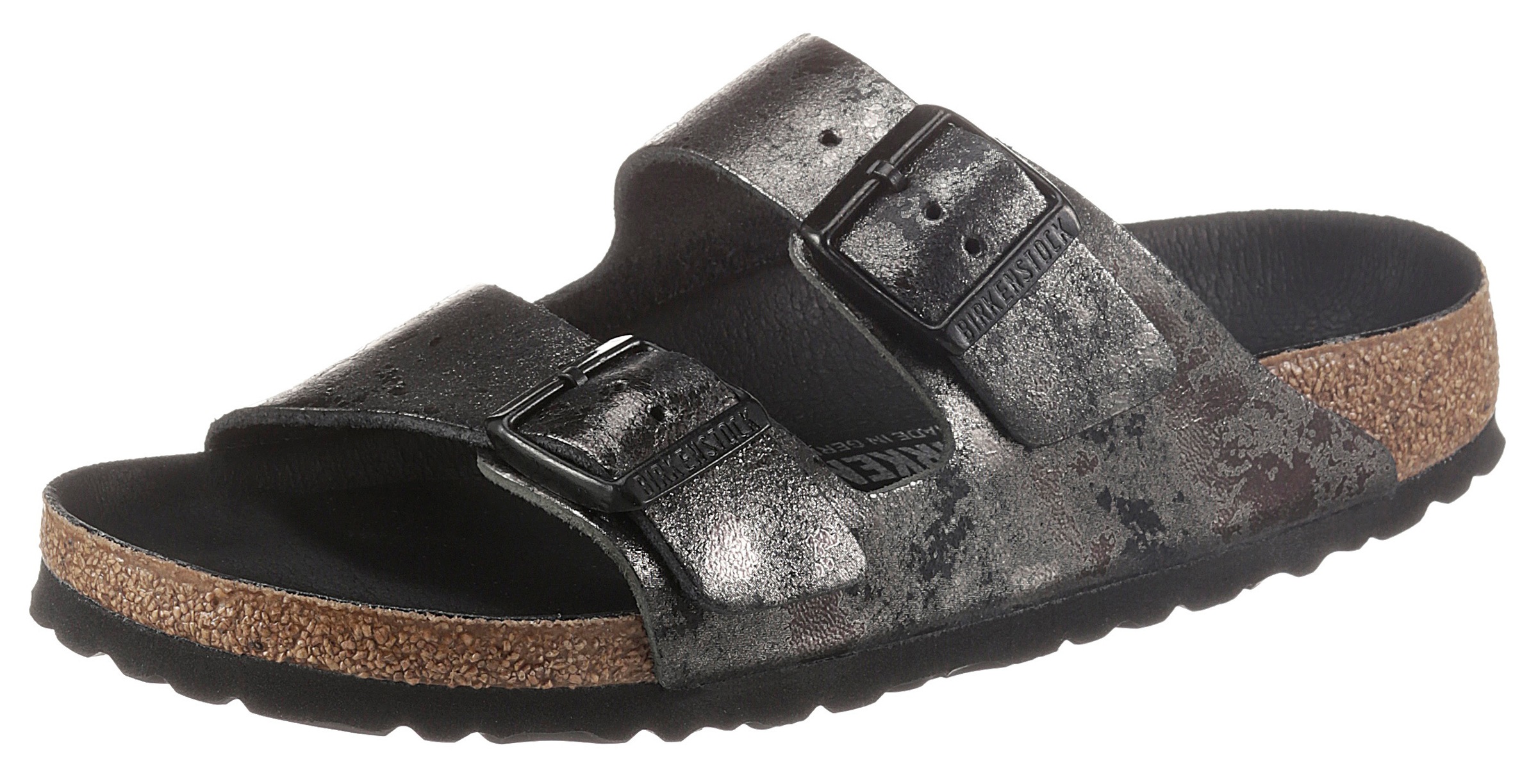 Birkenstock Pantolette »Arizona vintage metallic«, im Metallic-Look, aus Veloursleder