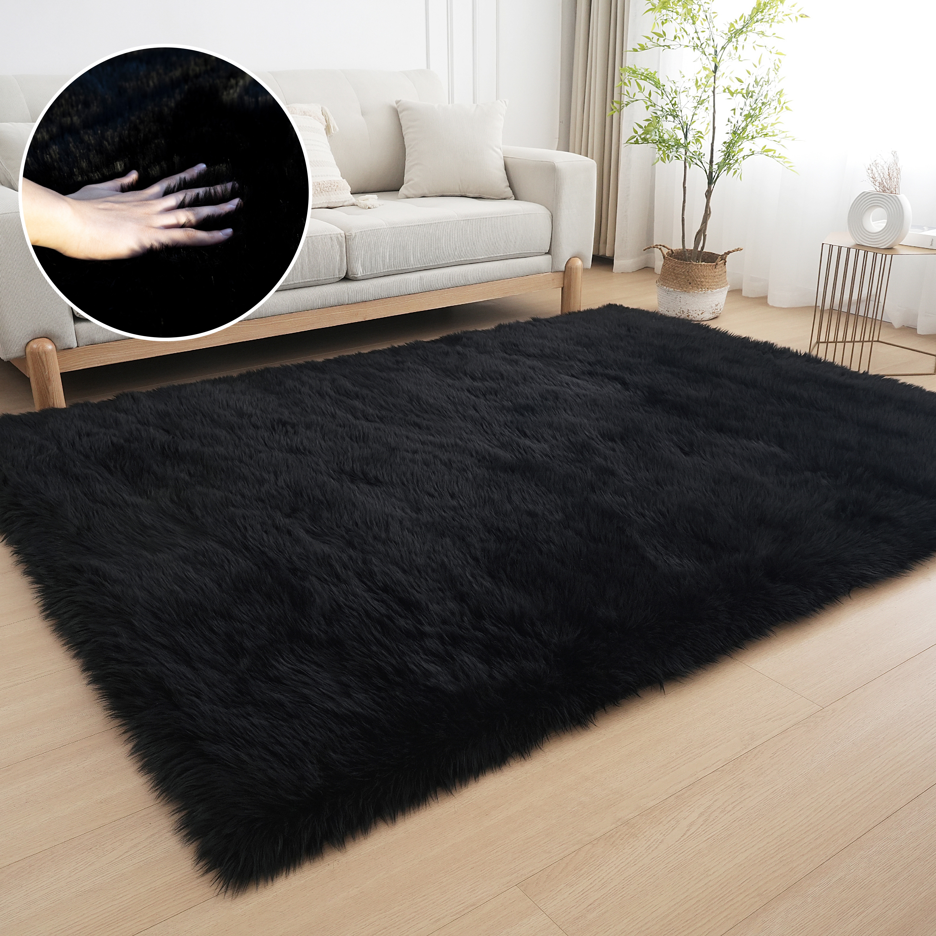 My Home Fellteppich »Dena, Hochflor Teppiche, kuschelig weich« rechteckig 60 mm Höhe Kunstfell, Uni-Farben, Wohnzimmer, Schlafzimmer, Esszimmer in...