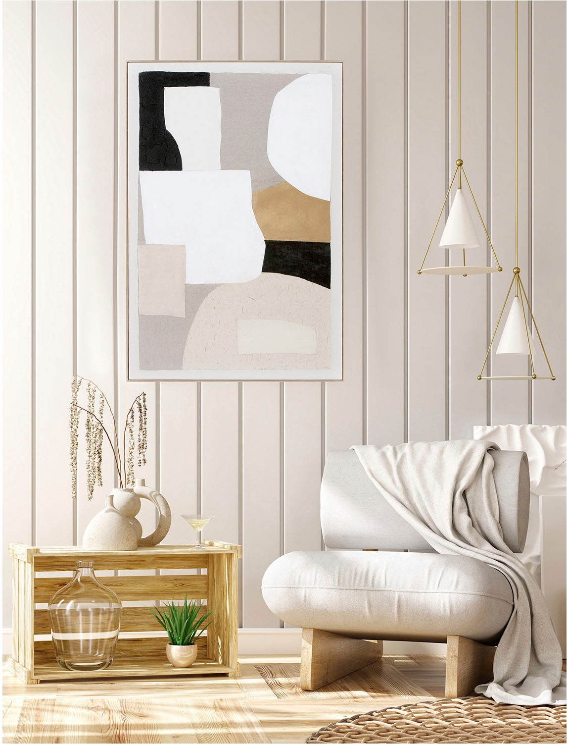 Gilde Bild mit Rahmen »Bild rechteckig Randal schwarz; weiß H. 121,5 cm« 1 Stk. tlg. in schwarz-weiß, Größe B/H/T: 81,5 cm x 121,5 cm x 5 cm