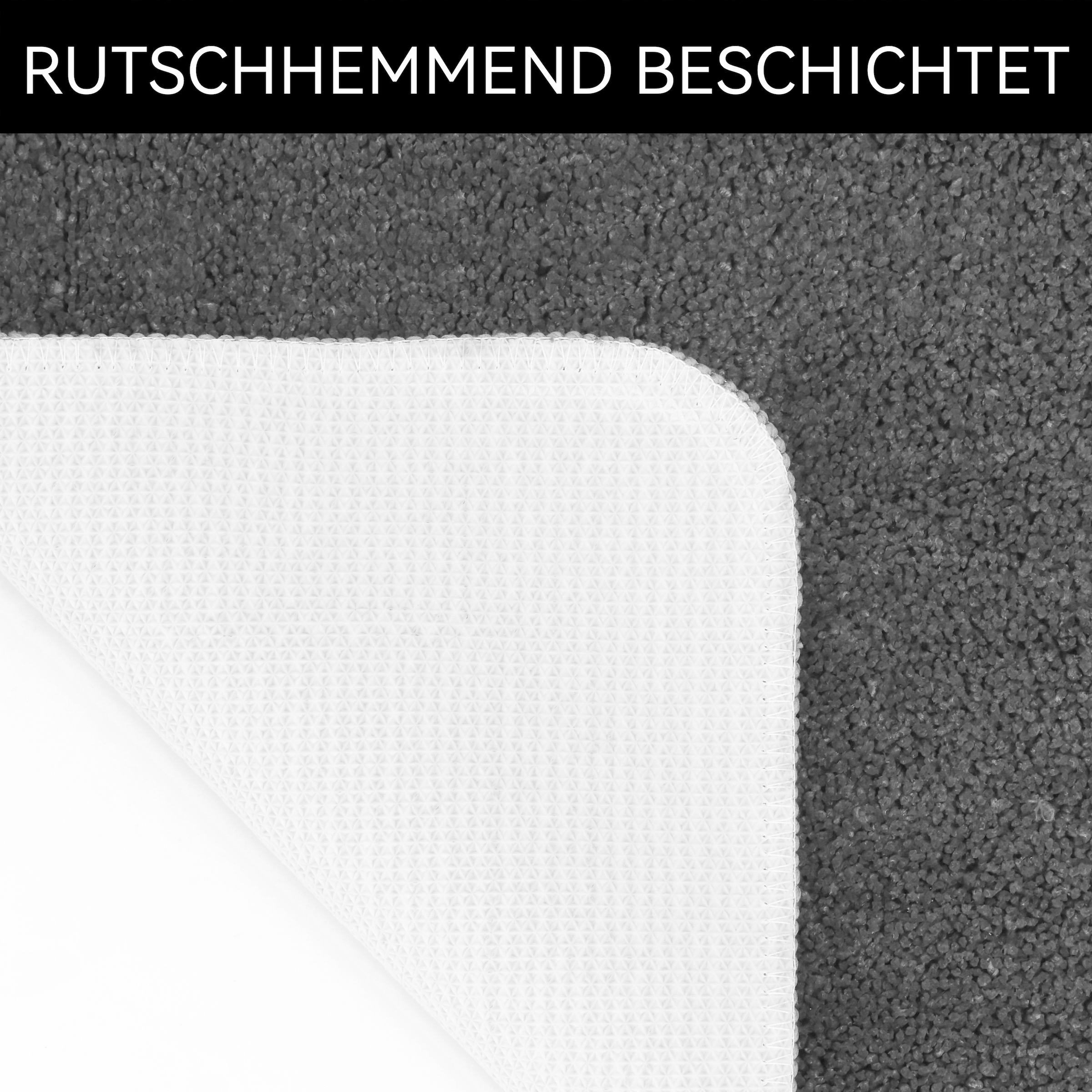 OTTO home Badematte »Sanremo mit Rahmen, Badvorleger, Badezimmer, sehr weich, Hoch-Tief« Höhe 25 mm rutschhemmend beschichtet fußbodenheizungsgeeignet | schnell trocknend Badteppich, unifarben, rechteckig und als 3-tlg. Set erhältlich