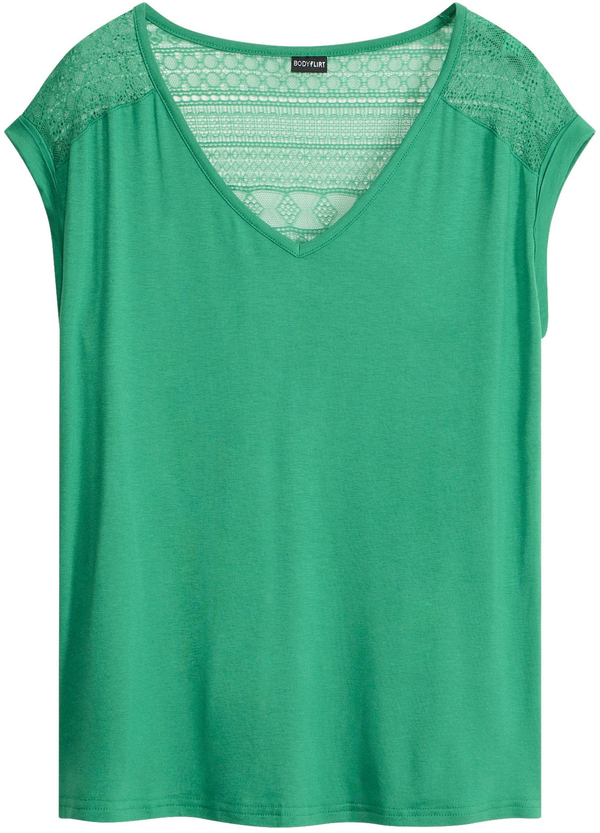 bonprix T-Shirt »Shirt aus Viskose-Mix« lockere Passform, Kurzarm, aus Viskose-Mix, mit hochwertiger Spitze